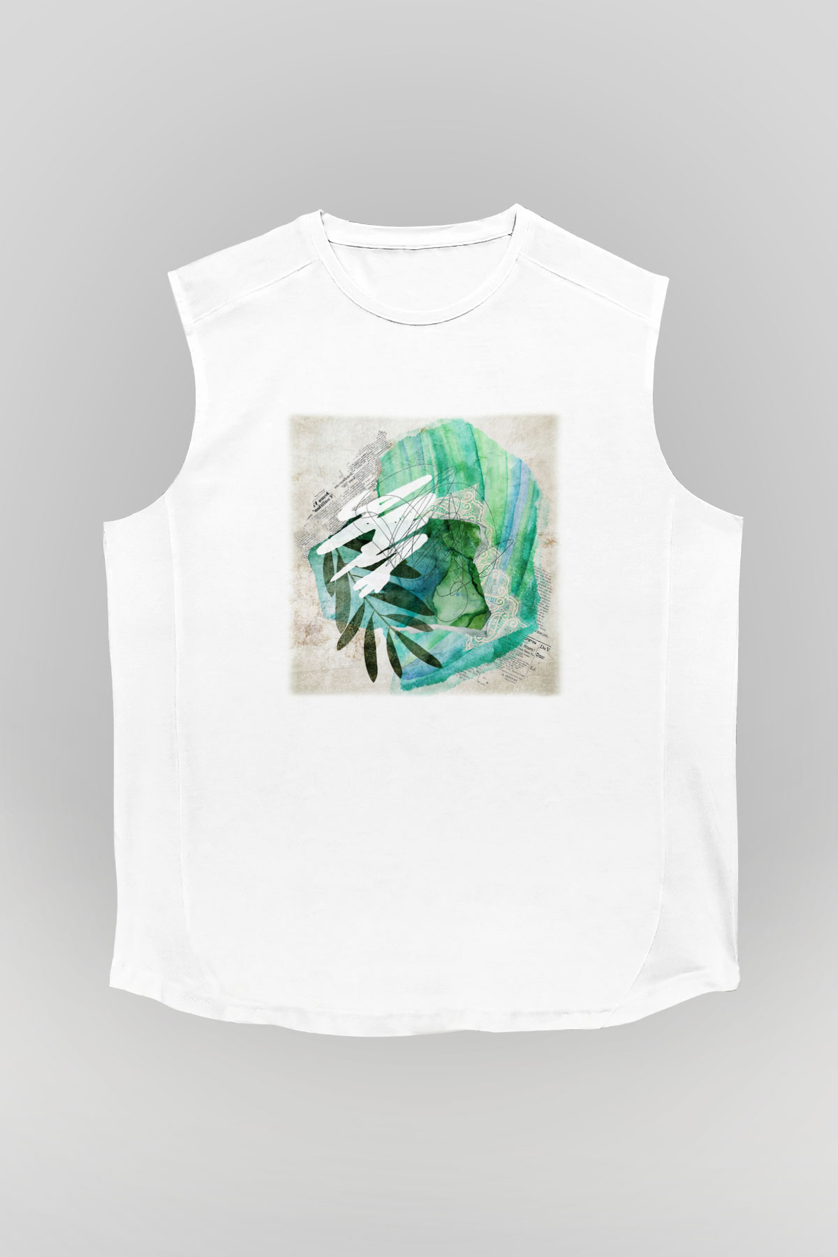Kolaj Beyaz Unisex Kolsuz Tişört