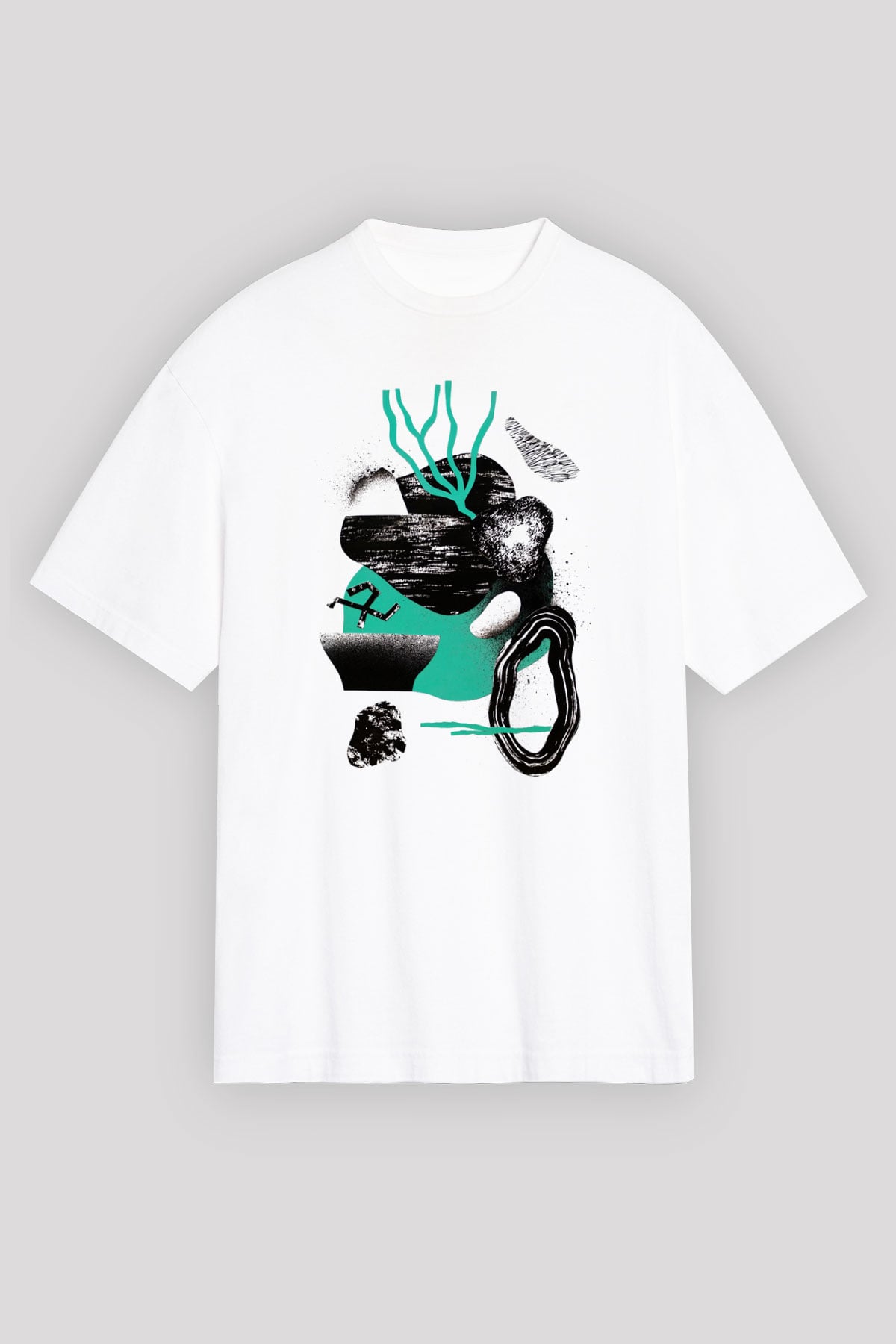 Kolaj Beyaz Unisex Oversize Tişört T-Shirt