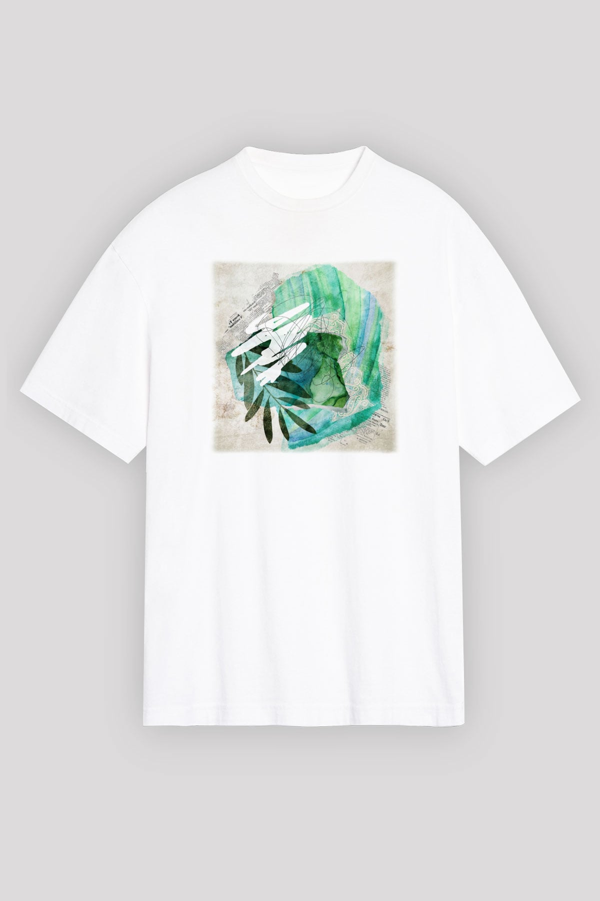 Kolaj Beyaz Unisex Oversize Tişört T-Shirt