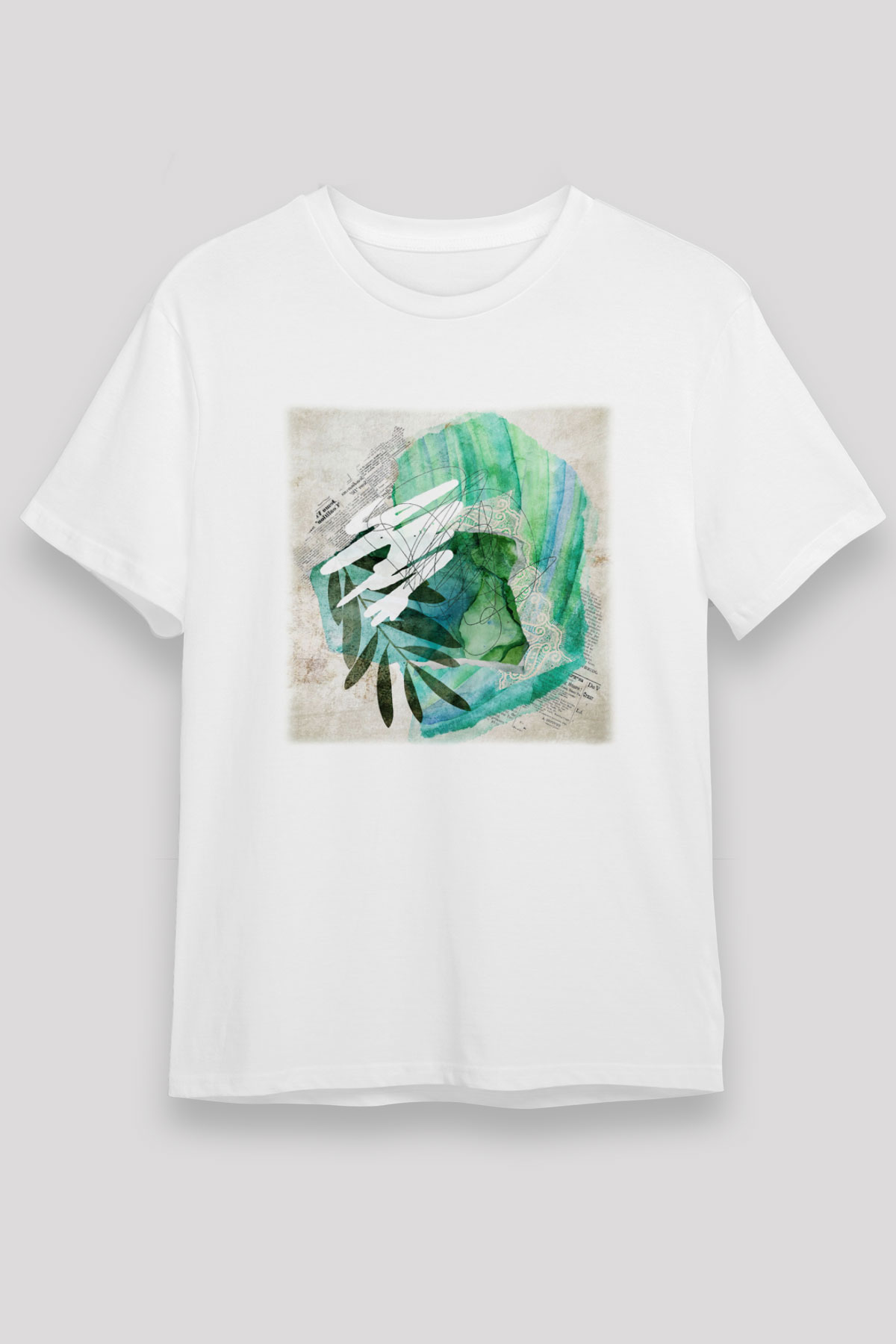 Kolaj Beyaz Unisex Tişört T-Shirt - TişörtFabrikası