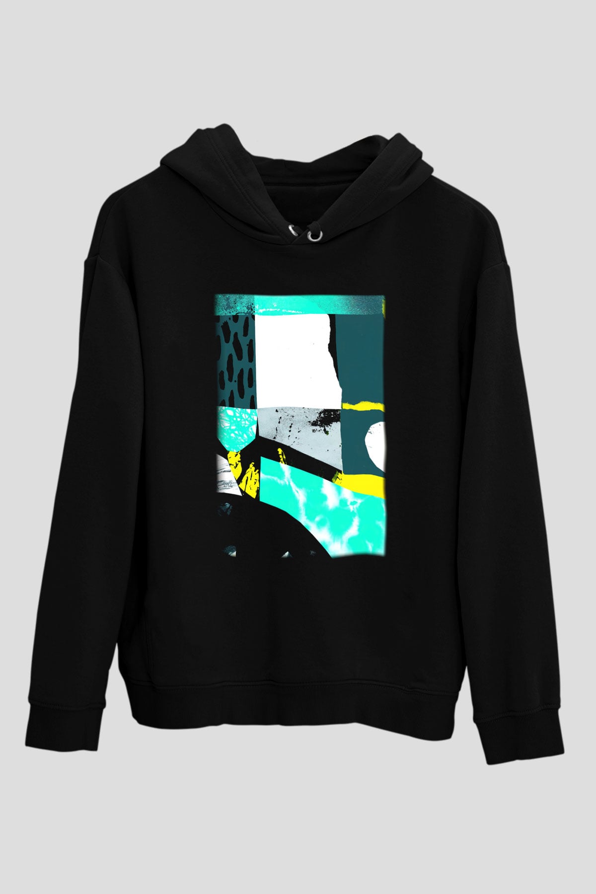 Kolaj Siyah Unisex Hoodie