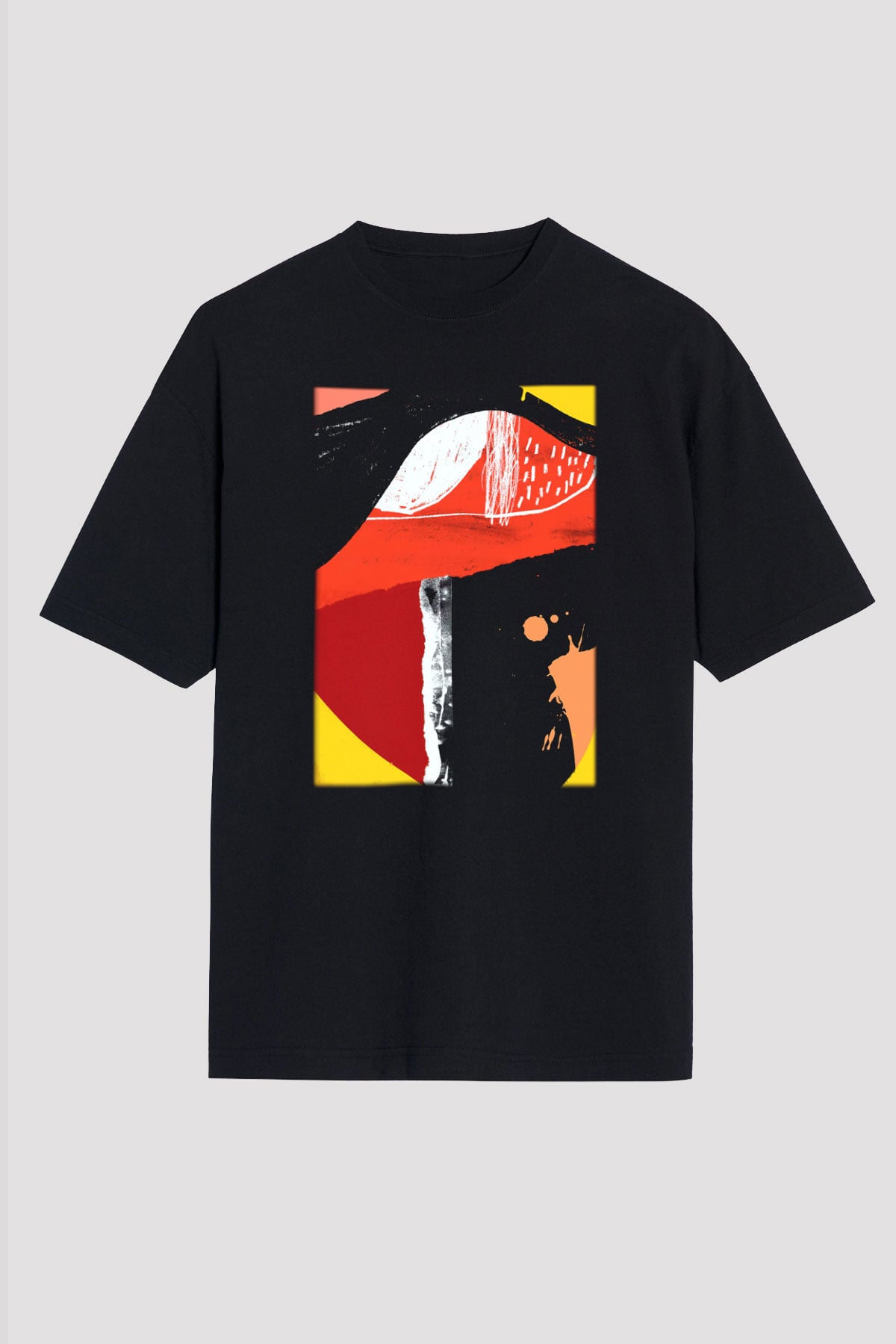 Kolaj Siyah Unisex Oversize Tişört T-Shirt