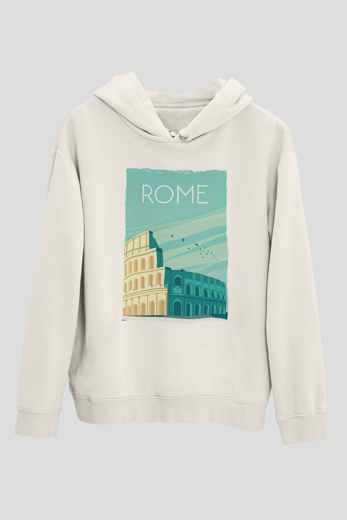 Kolezyum Beyaz Unisex Hoodie
