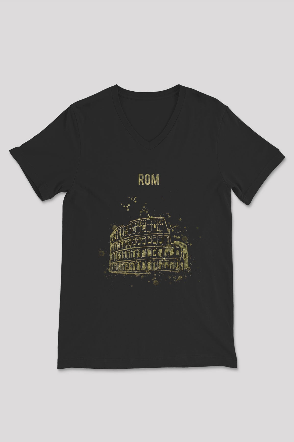 Kolezyum Siyah Unisex V Yaka Tişört