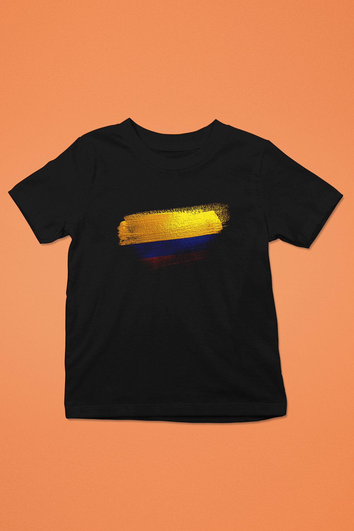 Kolombiya - Colombia Bayrağı Baskılı Unisex Siyah Çocuk Tişörtü