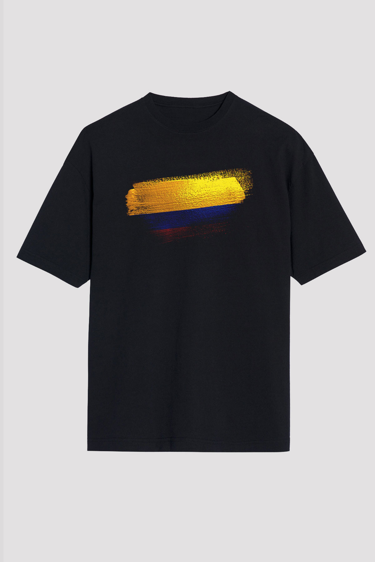 Kolombiya - Colombia Bayrağı Baskılı Unisex Siyah Oversize Tişört