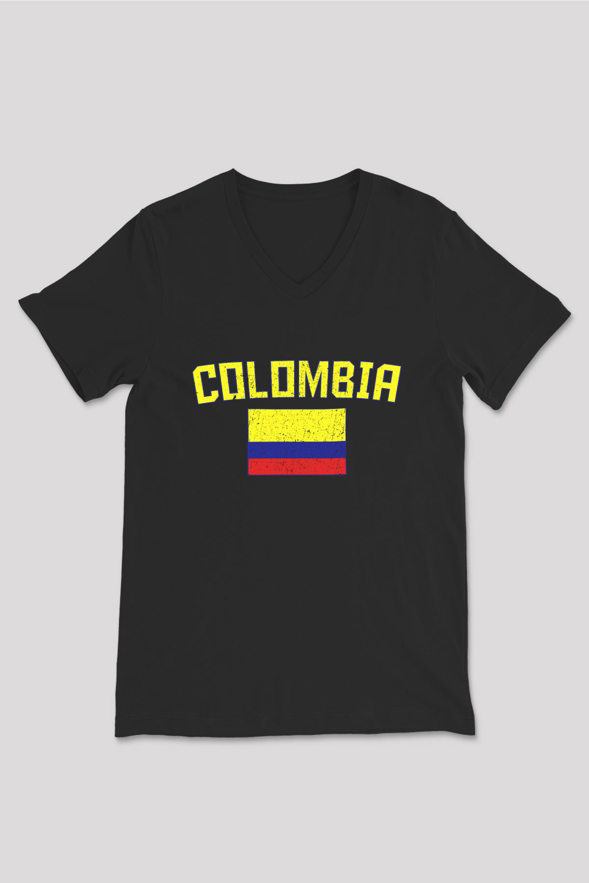 Kolombiya Siyah Unisex V Yaka Tişört T-Shirt