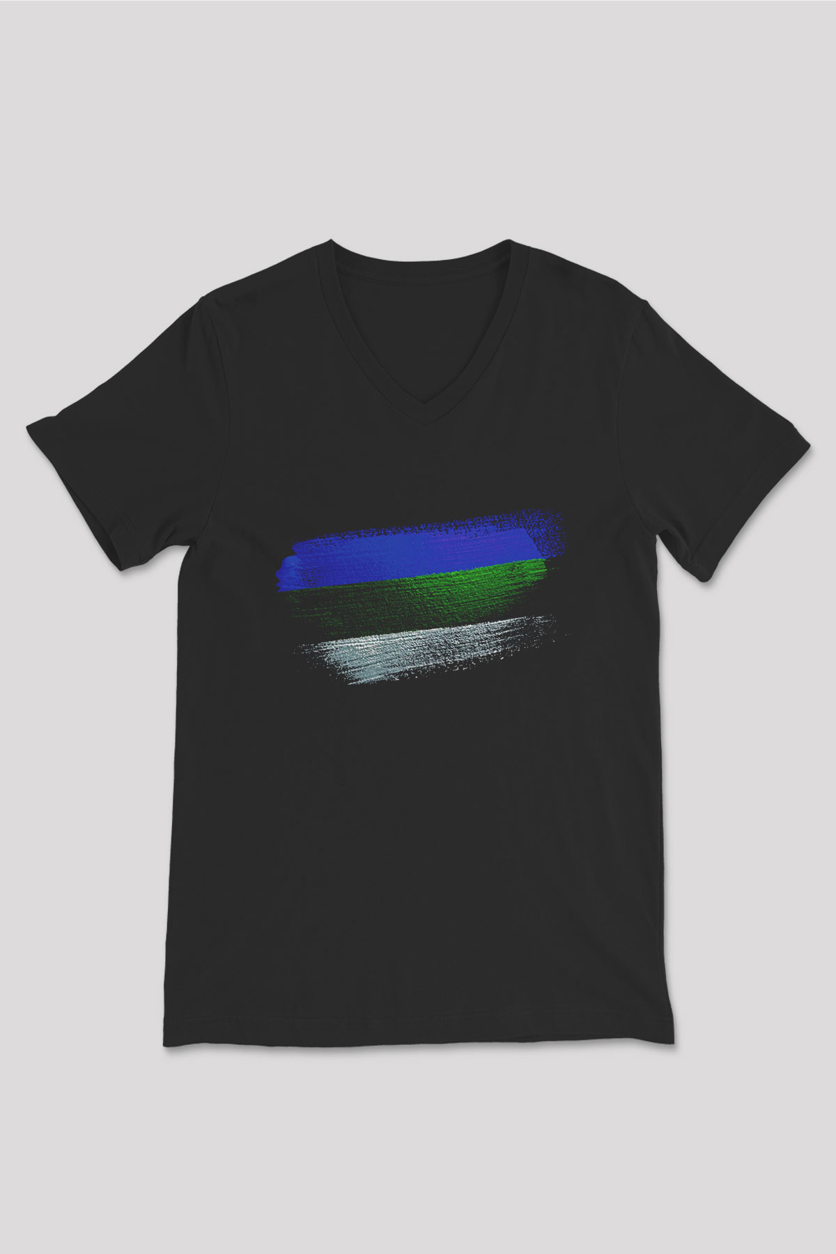 Komi Cumhuriyeti - Komi Republic Bayrağı Baskılı Unisex Siyah V Yaka Tişört
