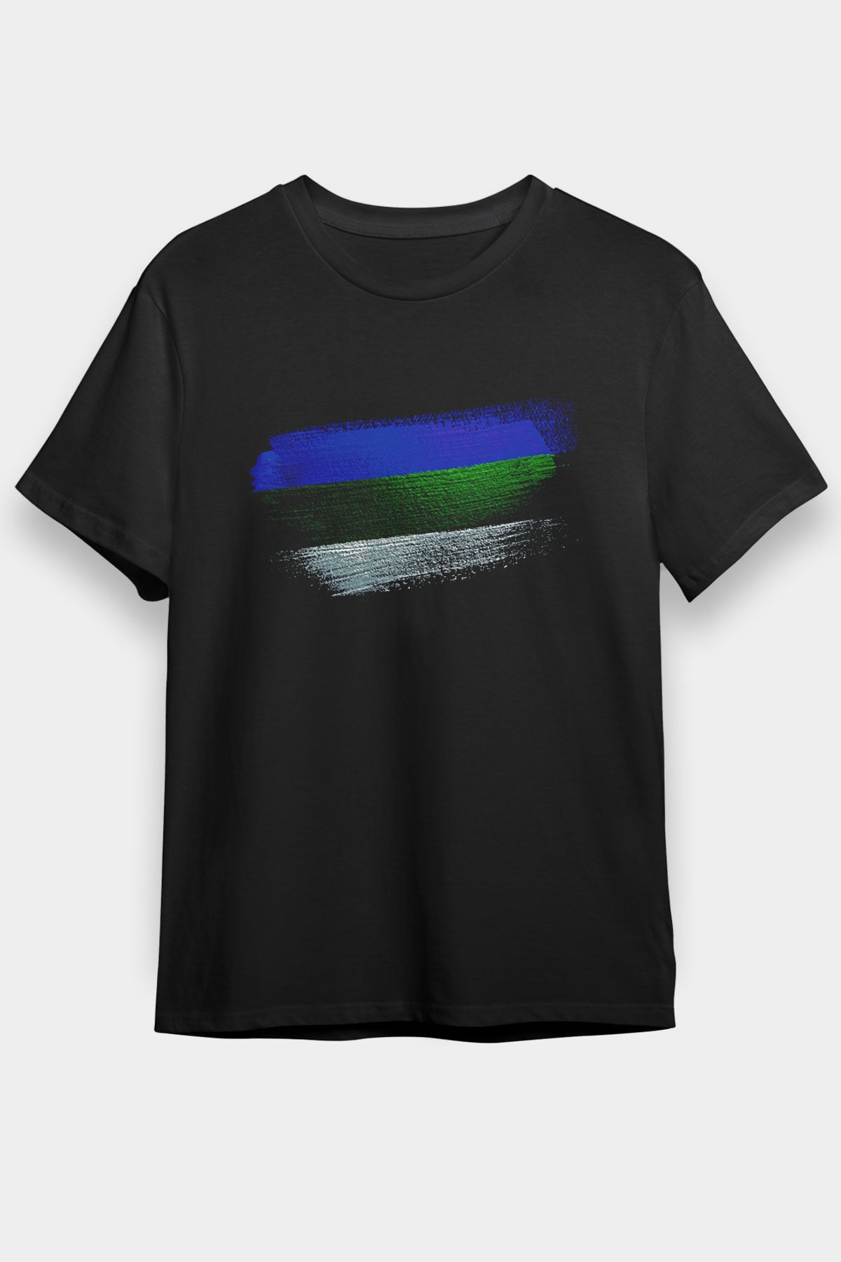 Komi Cumhuriyeti - Komi Republic Bayrağı Baskılı Unisex Siyah Tişört