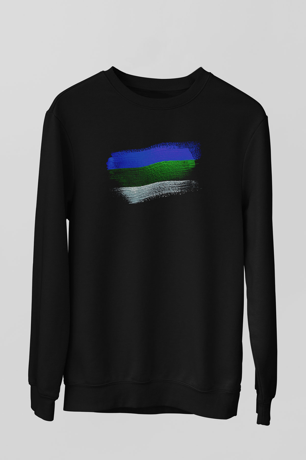 Komi Cumhuriyeti - Komi Republic Bayrağı Baskılı Unisex Siyah Sweatshirt
