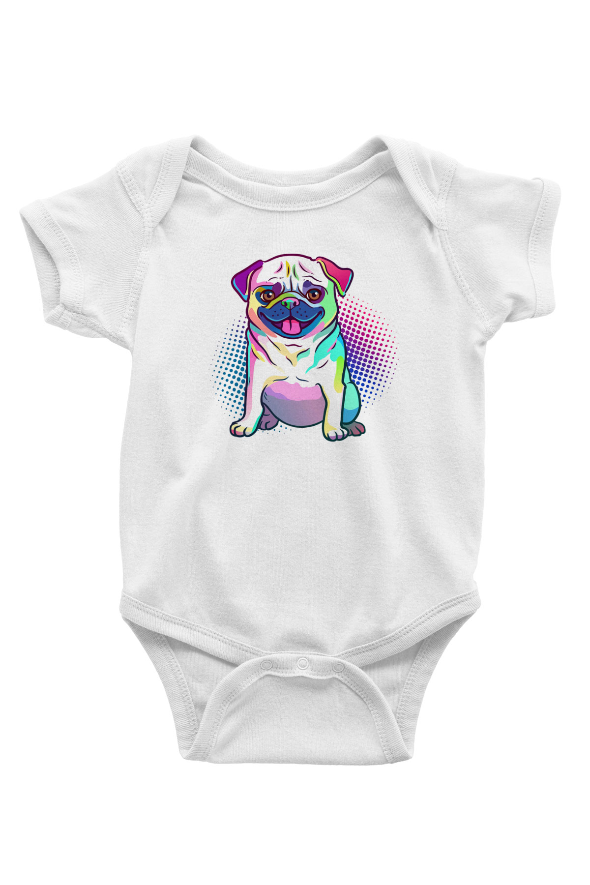 Köpek Baskılı Beyaz Unisex Bebek Body - Zıbın