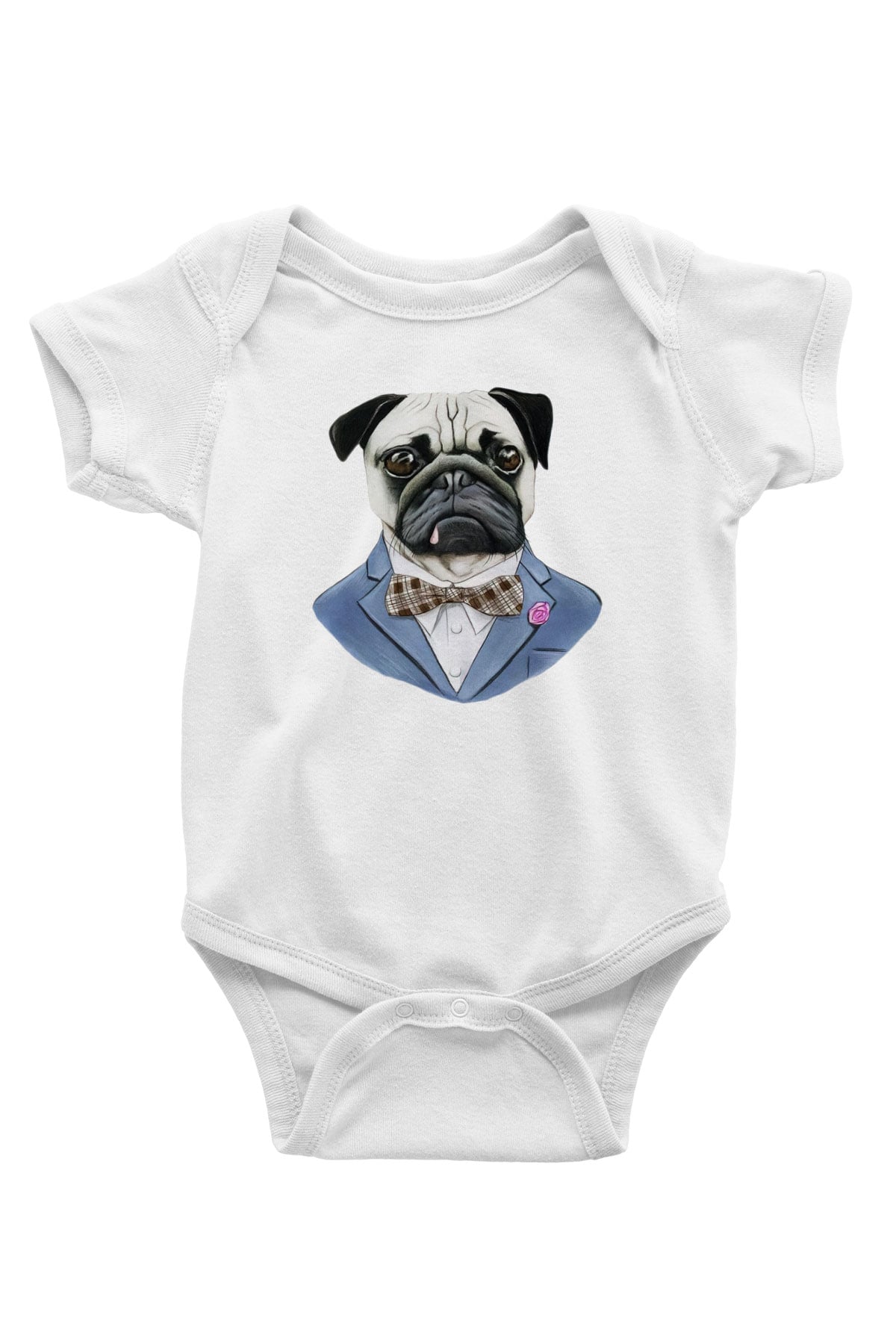 Köpek Baskılı Beyaz Unisex Bebek Body - Zıbın