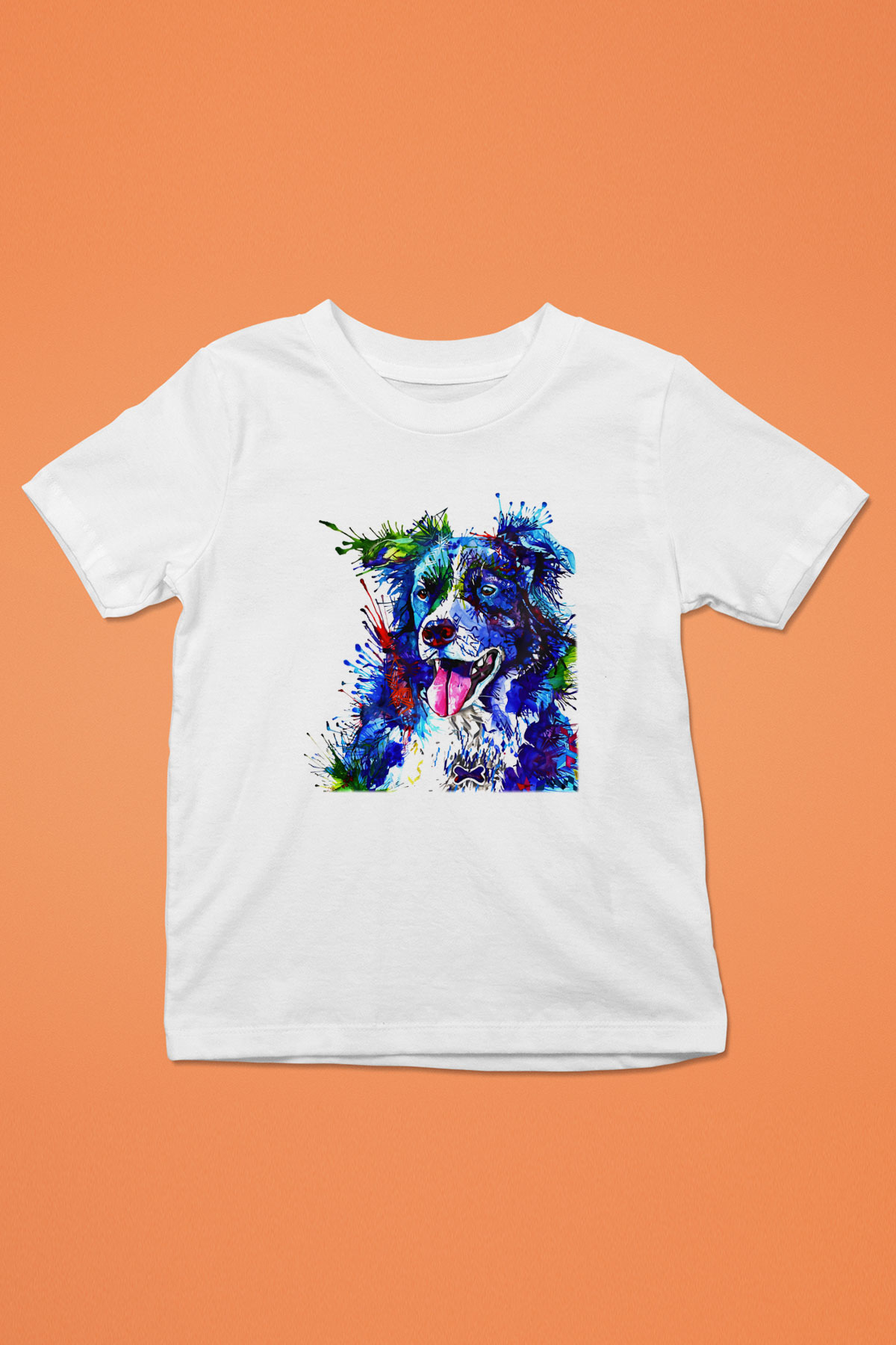 Köpek Baskılı Beyaz Unisex Çocuk Tişört