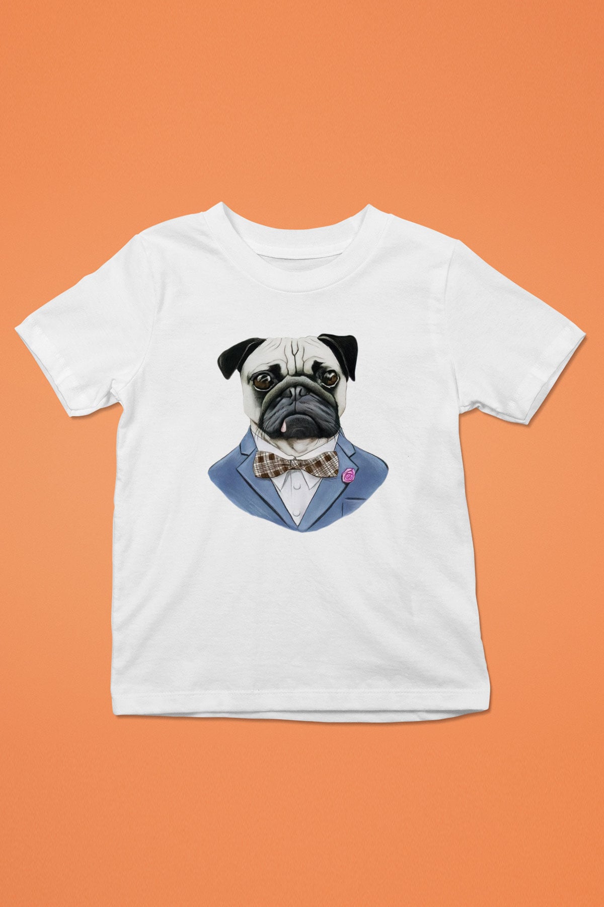 Köpek Baskılı Beyaz Unisex Çocuk Tişört