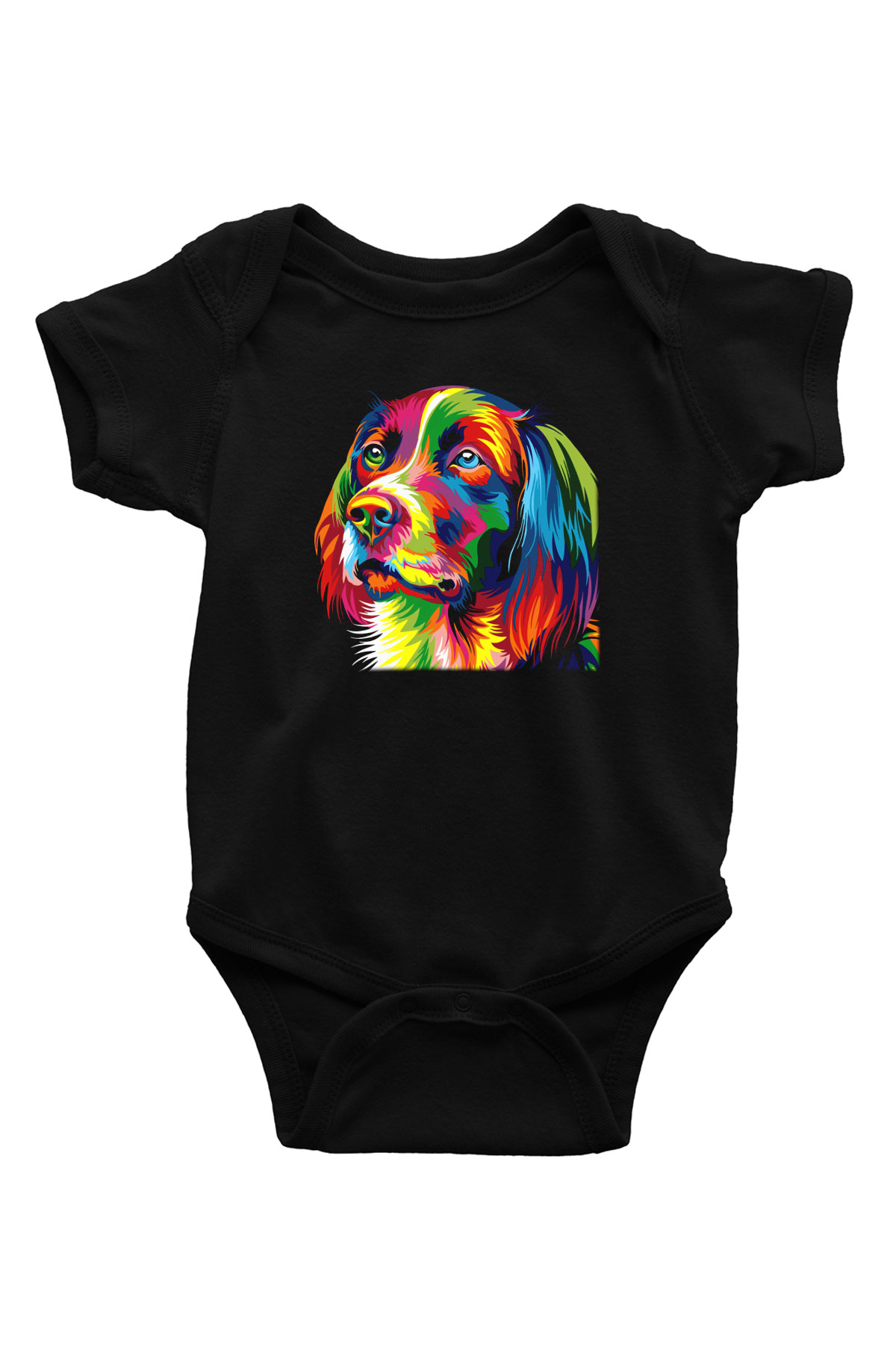 Köpek Baskılı Siyah Bebek Body - Zıbın