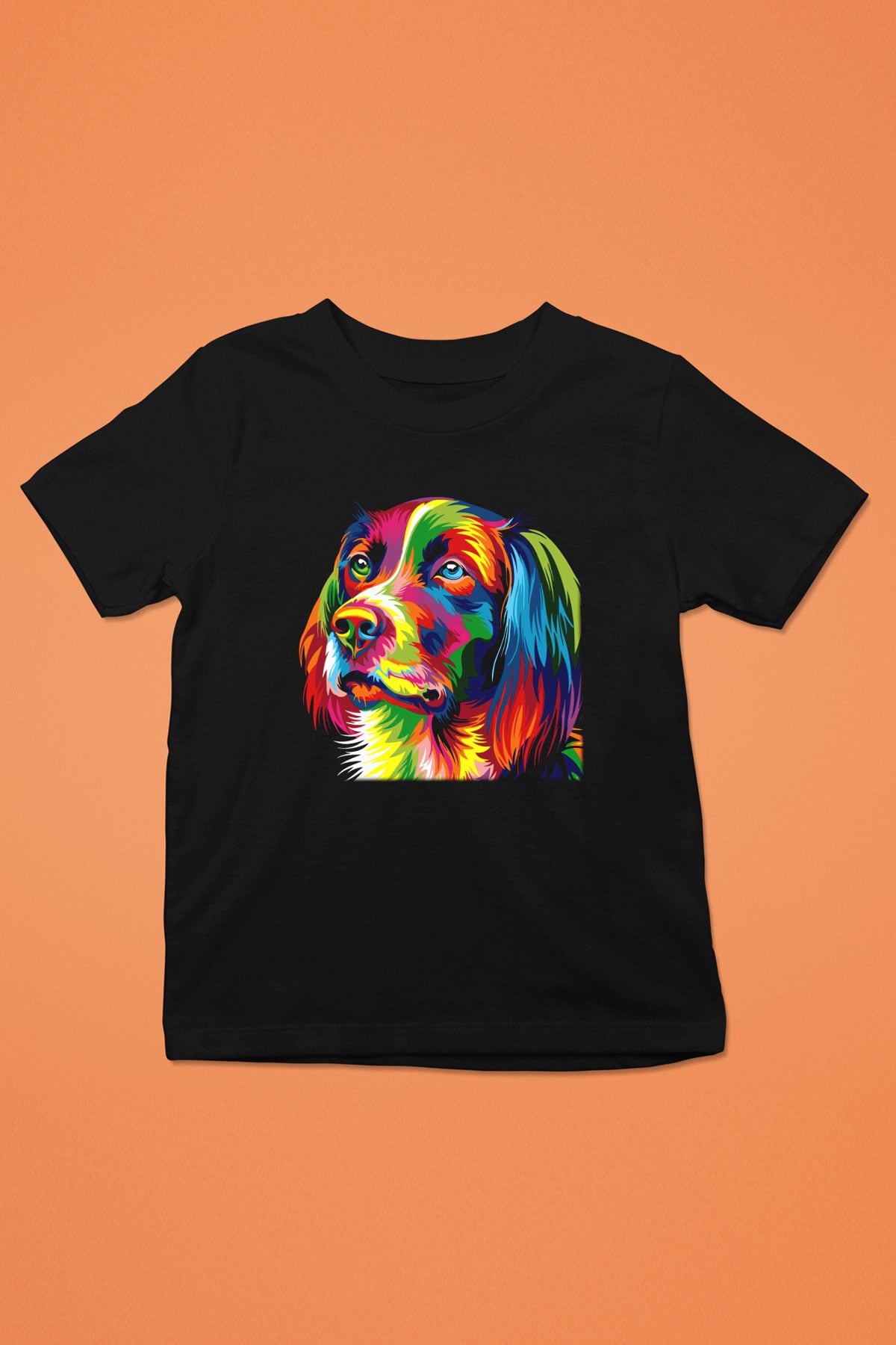 Köpek Baskılı Siyah Unisex Çocuk Tişört