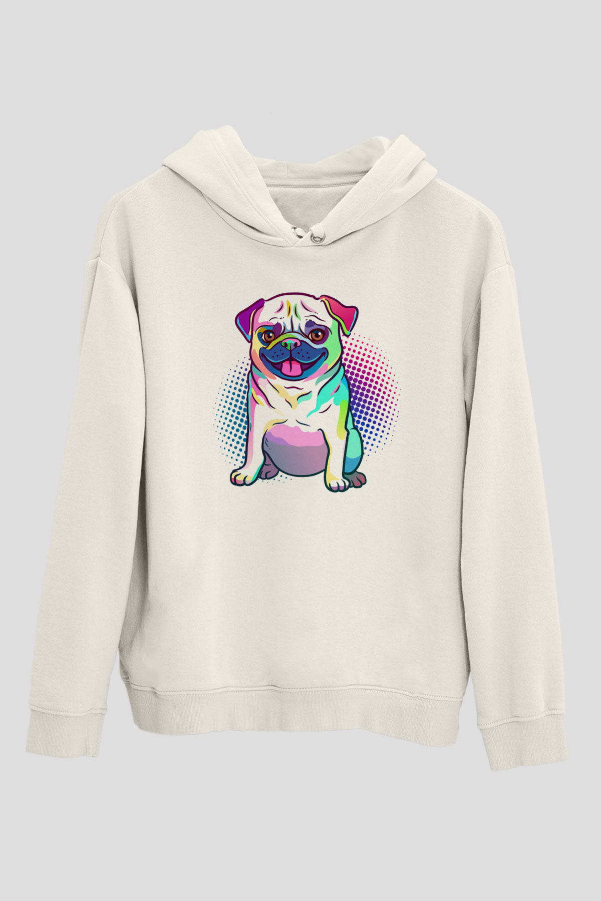 Köpek Beyaz Unisex Kapşonlu Sweatshirt