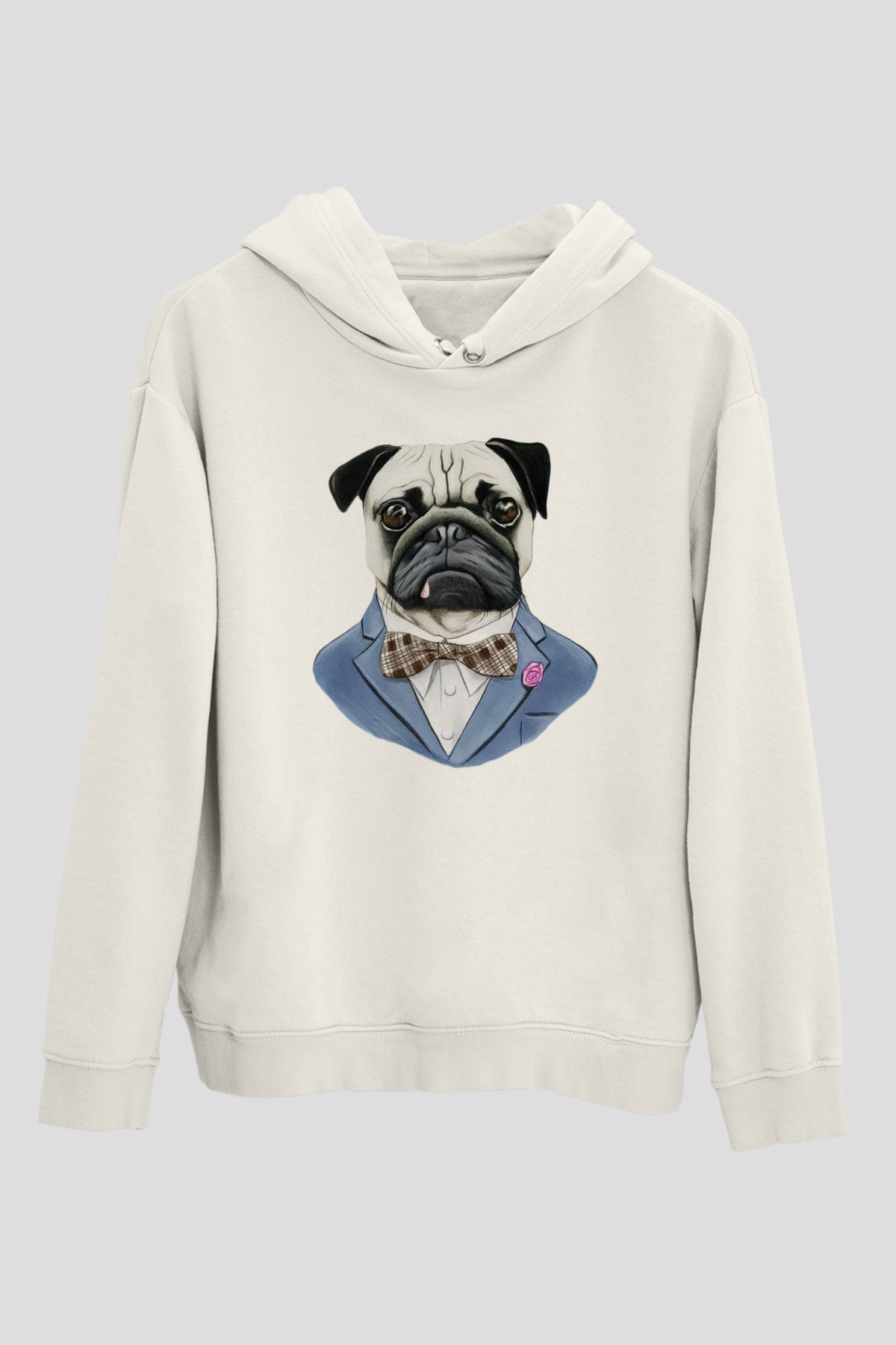 Köpek Beyaz Unisex Kapşonlu Sweatshirt
