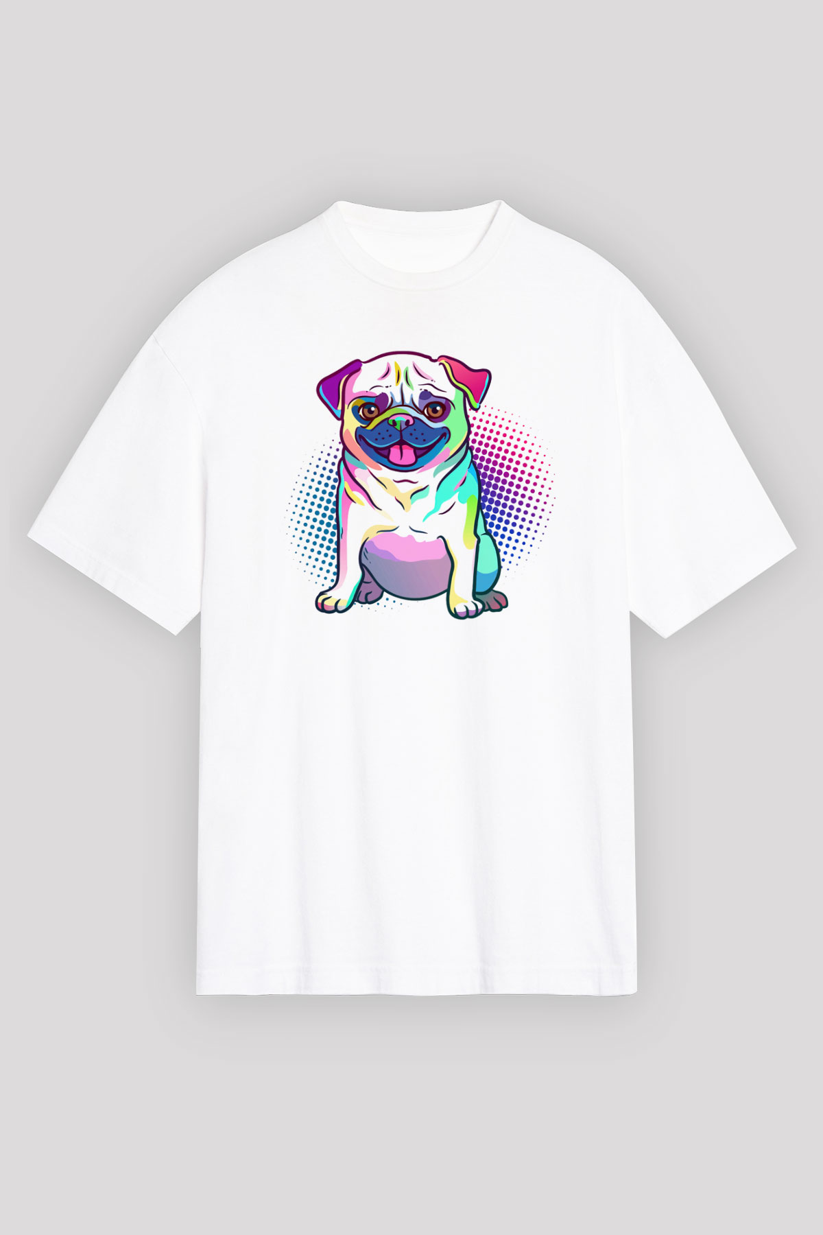 Köpek Beyaz Unisex Oversize Tişört T-Shirt