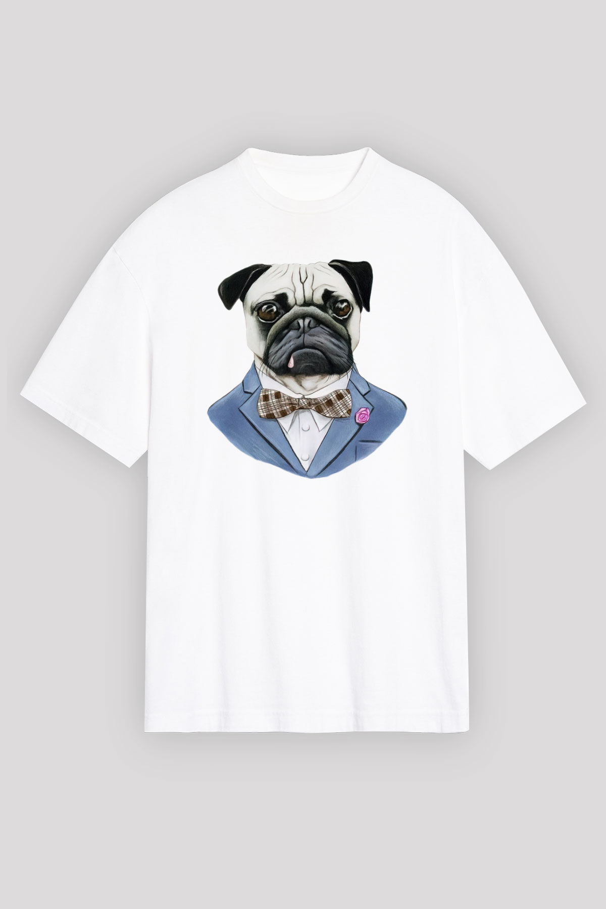 Köpek Beyaz Unisex Oversize Tişört T-Shirt