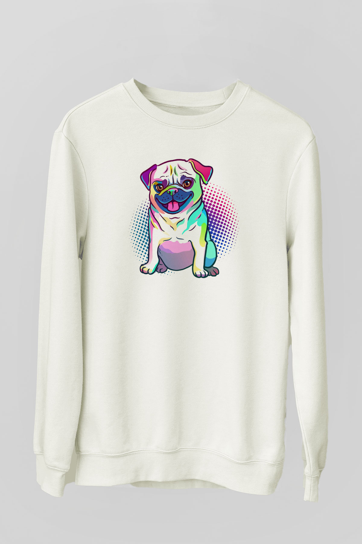 Köpek Beyaz Unisex Sweatshirt