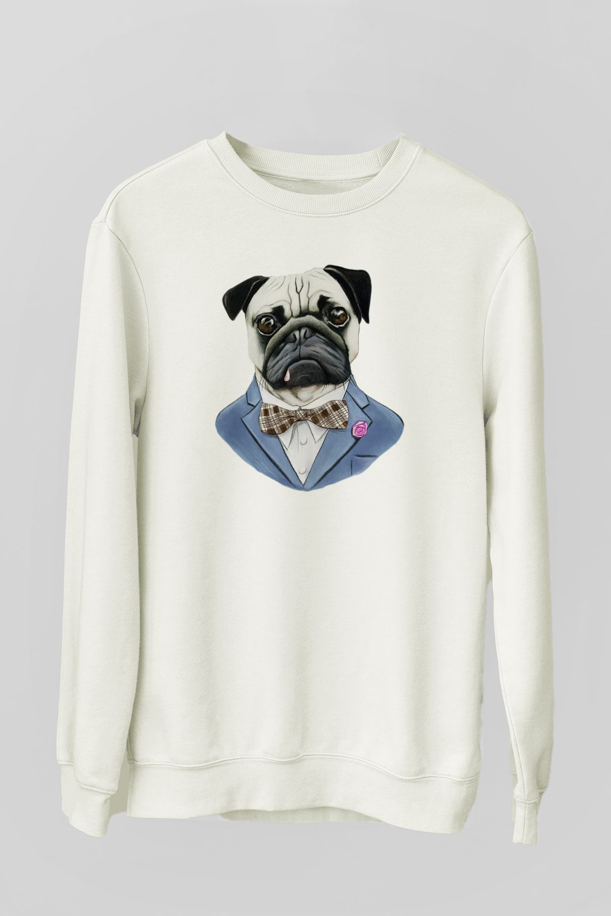 Köpek Beyaz Unisex Sweatshirt