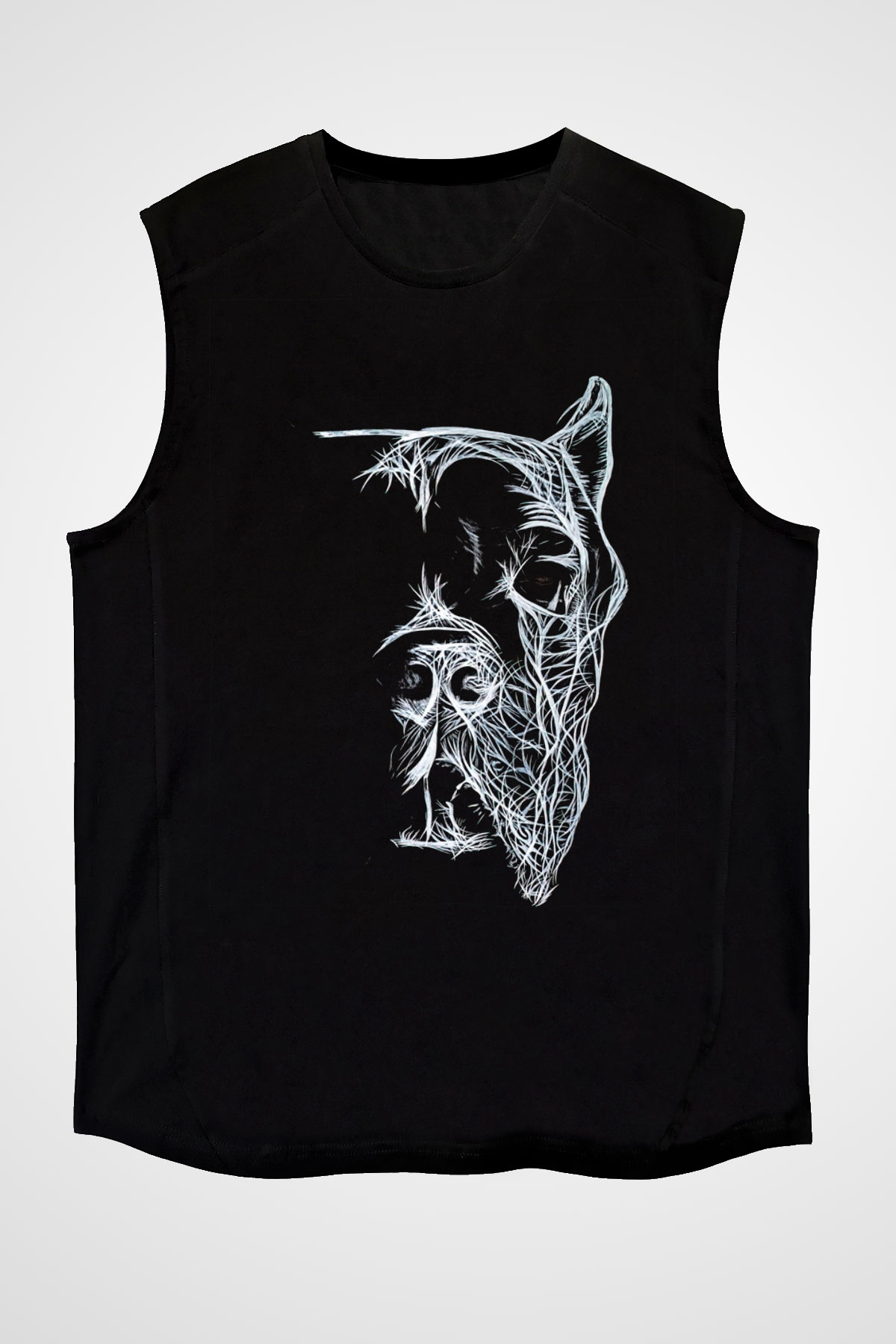 Köpek Siyah Unisex Kolsuz Tişört