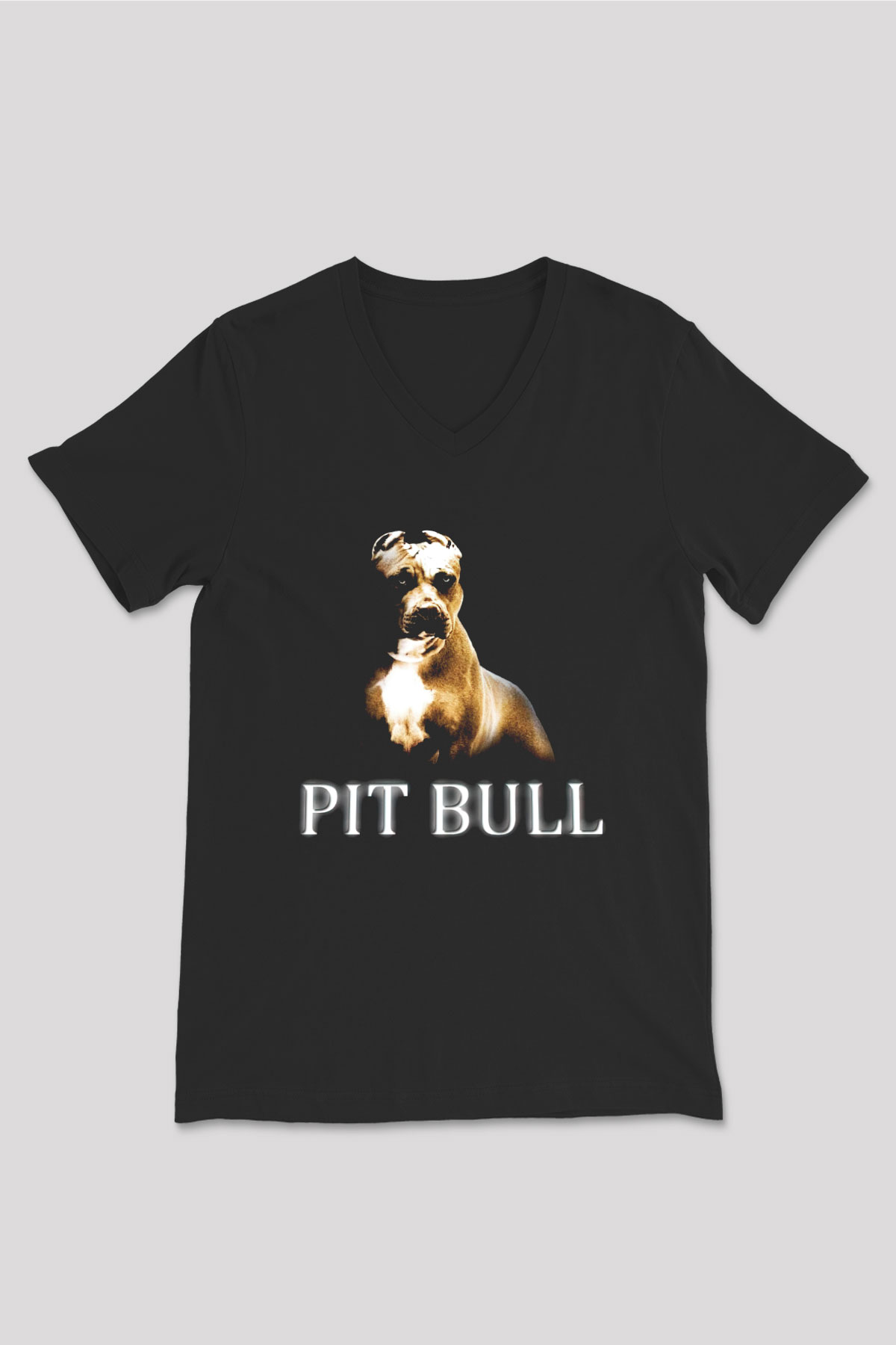 Köpek Siyah Unisex V Yaka Tişört T-Shirt