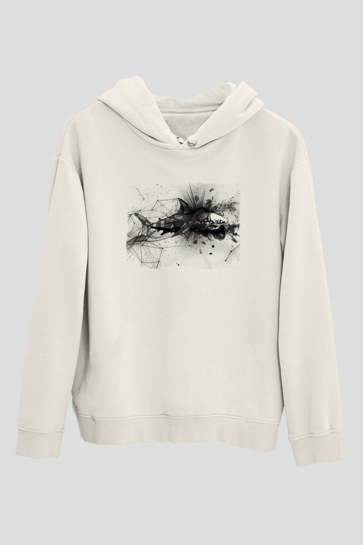 Köpekbalığı Beyaz Unisex Hoodie