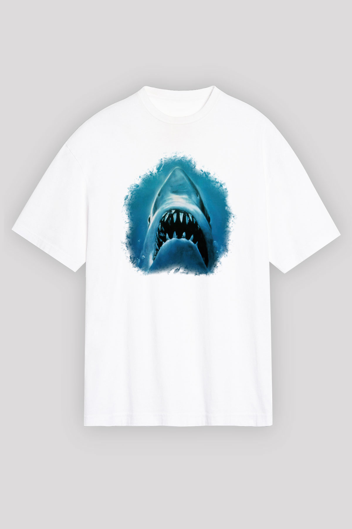 Köpekbalığı Beyaz Unisex Oversize Tişört T-Shirt