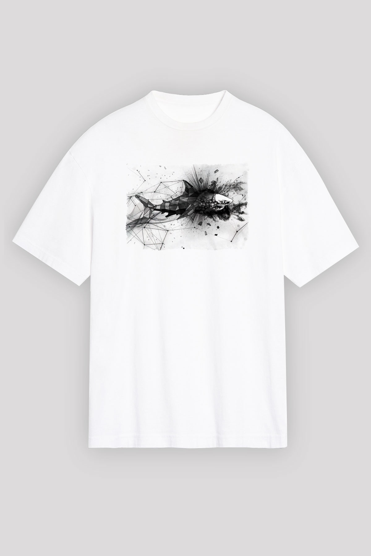 Köpekbalığı Beyaz Unisex Tişört T-Shirt - TişörtFabrikası