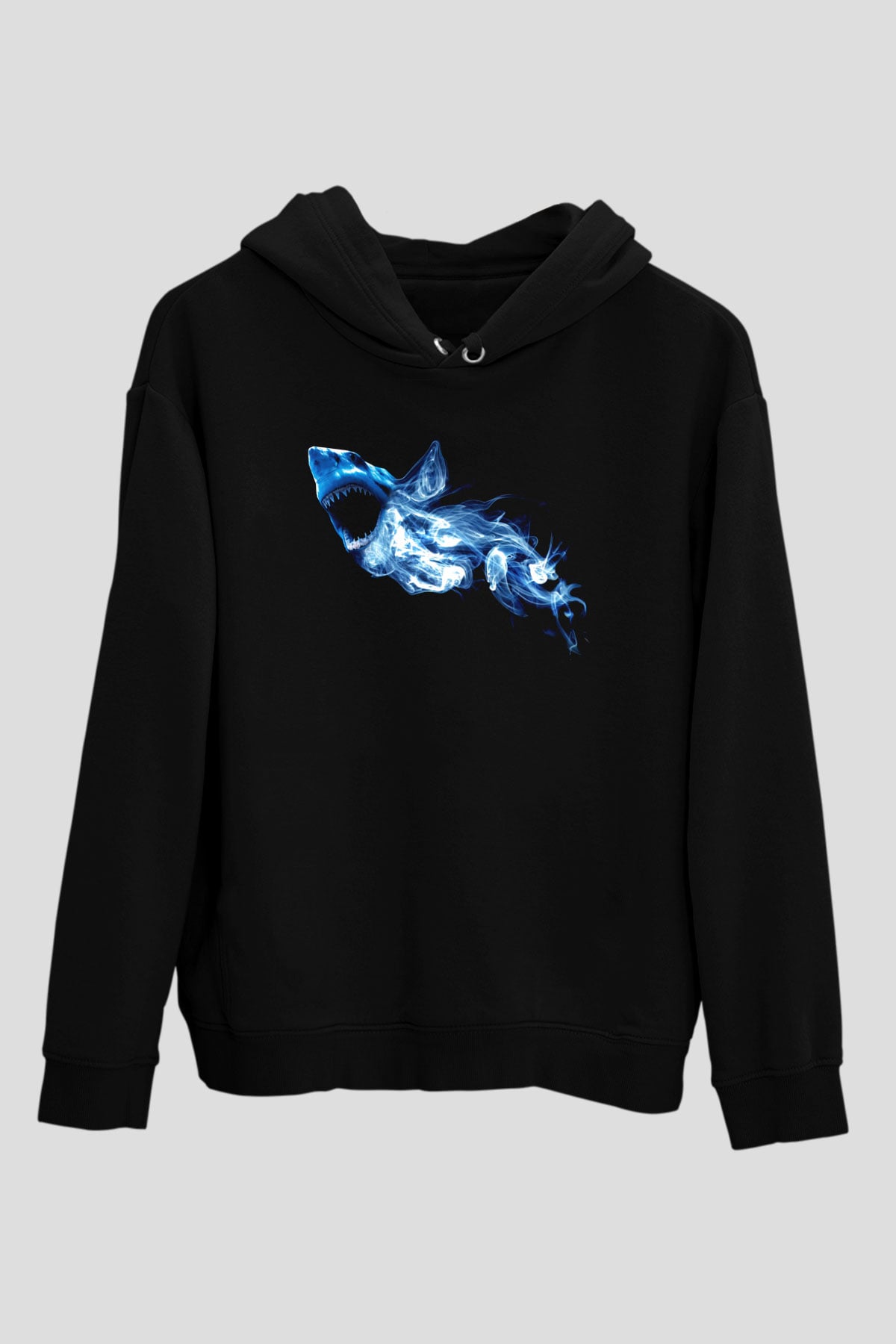 Köpekbalığı Siyah Unisex Hoodie