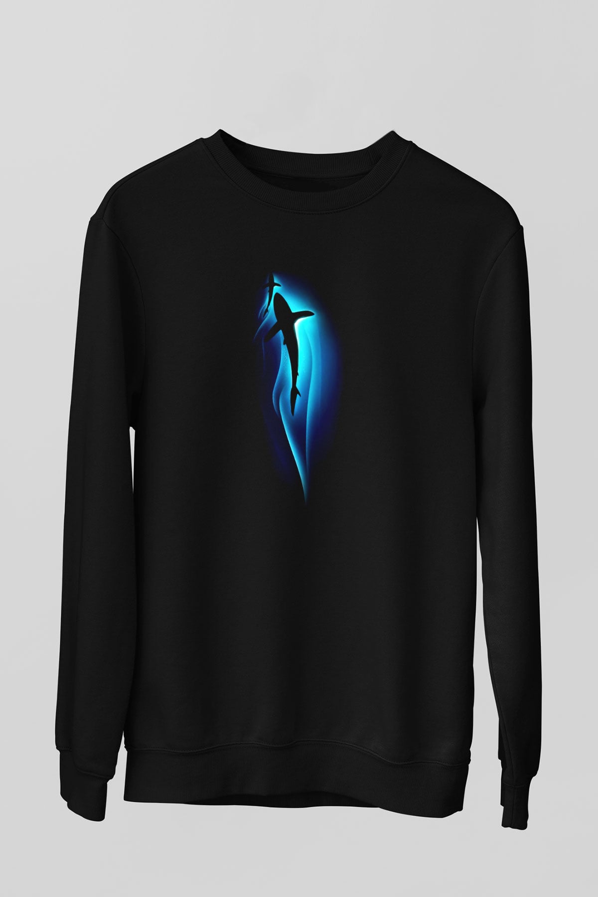 Köpekbalığı Siyah Unisex Sweatshirt