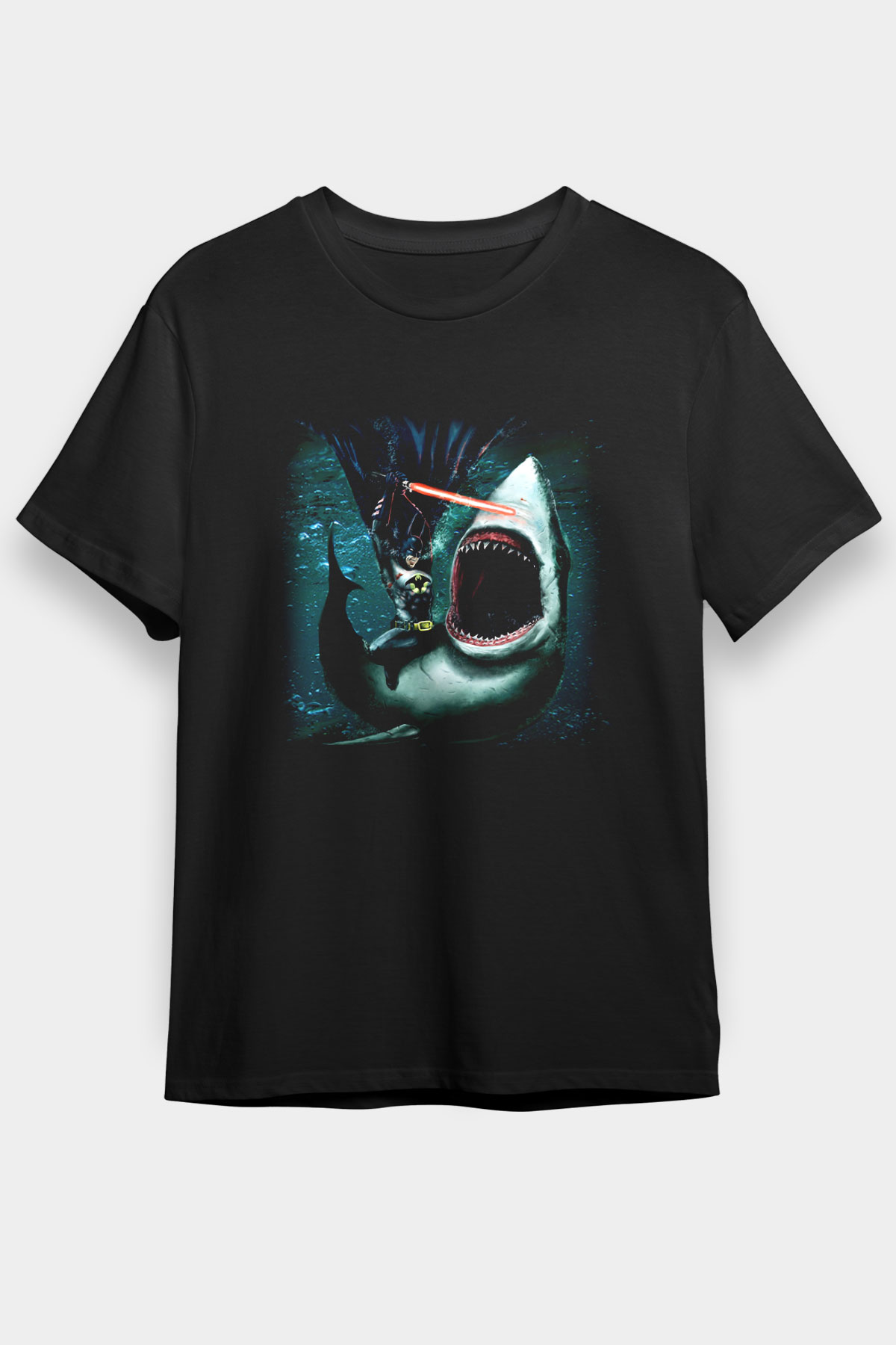 Köpekbalığı Siyah Unisex Tişört T-Shirt - TişörtFabrikası