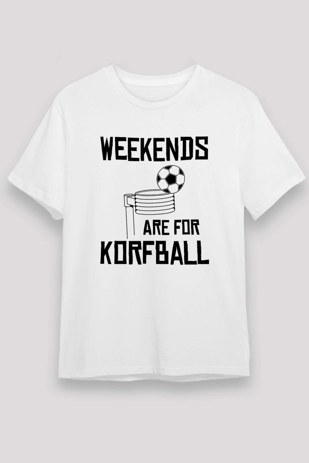 Korfbol Baskılı Unisex Beyaz Tişört - Tshirt