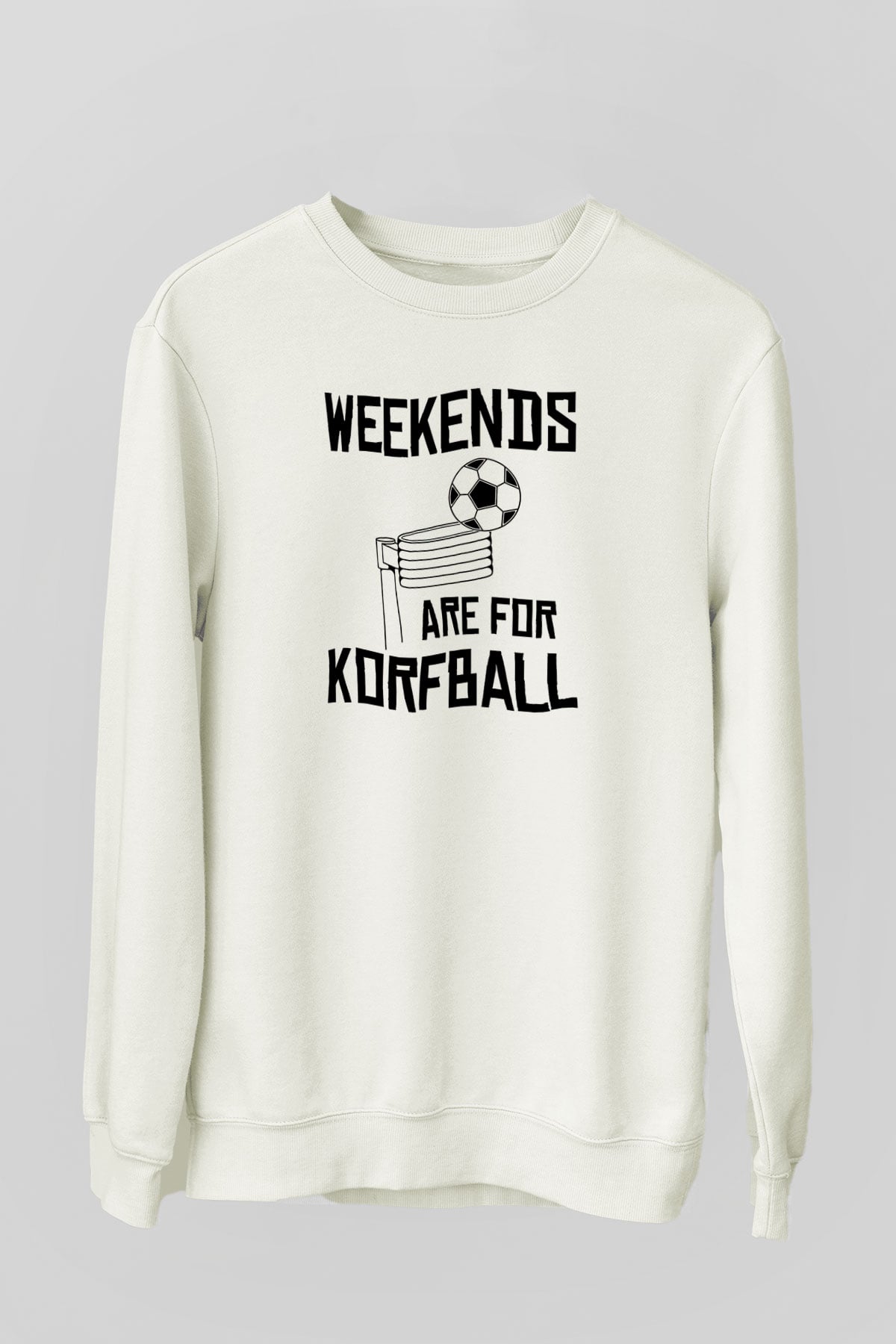 Korfbol Baskılı Unisex Ekru Sweatshirt