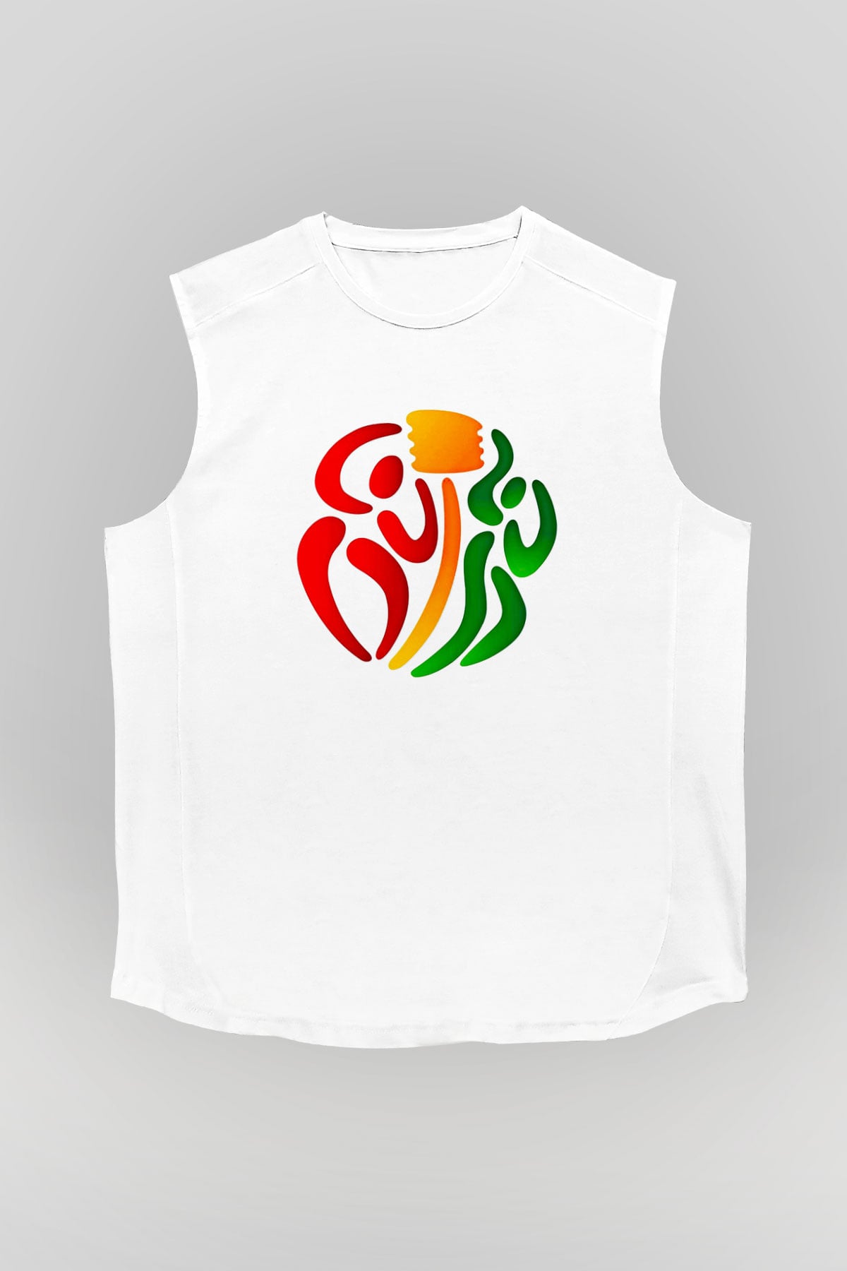 Korfbol Baskılı Unisex Kolsuz Beyaz Tişört