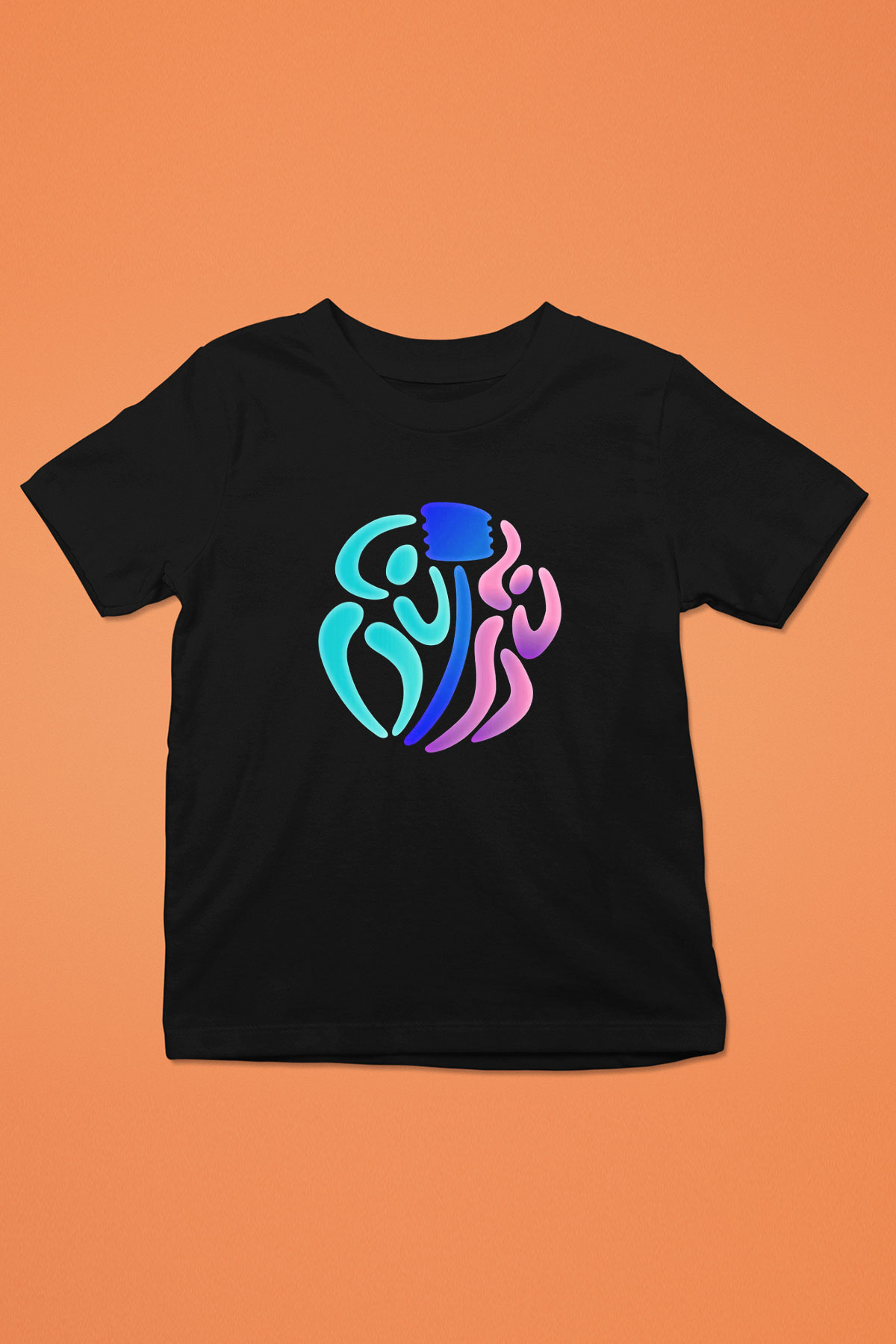 Korfbol Baskılı Unisex Siyah Çocuk Tİşörtü - Tshirt