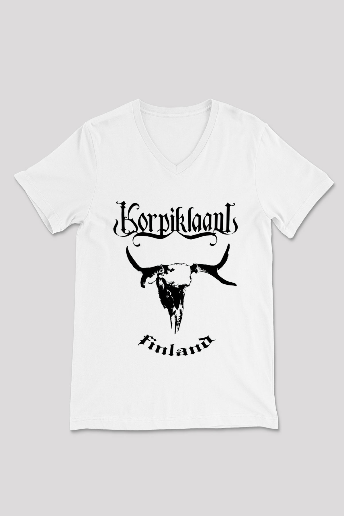 Korpiklaani Beyaz Unisex V Yaka Tişört T-Shirt