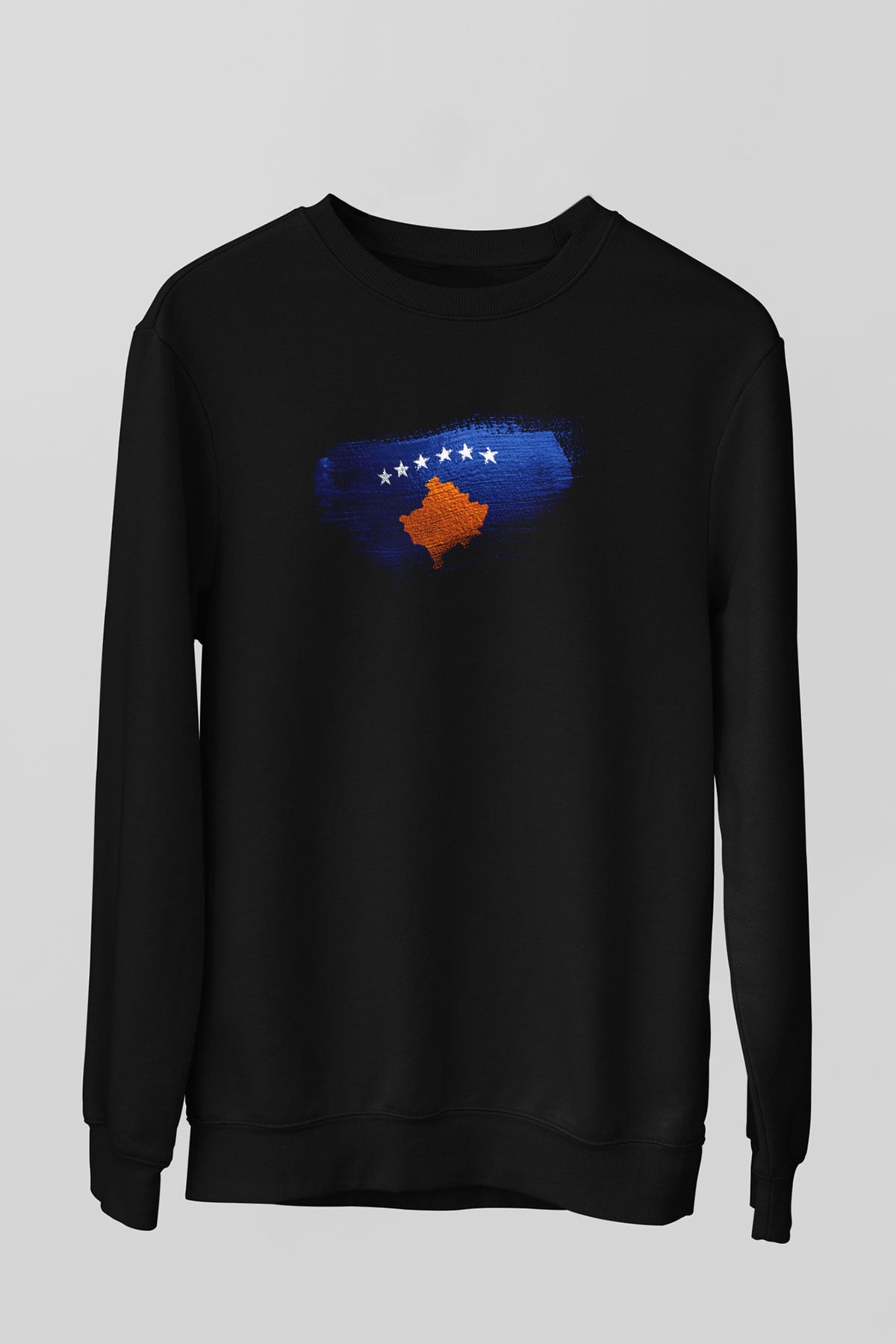Kosova - Kosovo Bayrağı Baskılı Unisex Siyah Sweatshirt