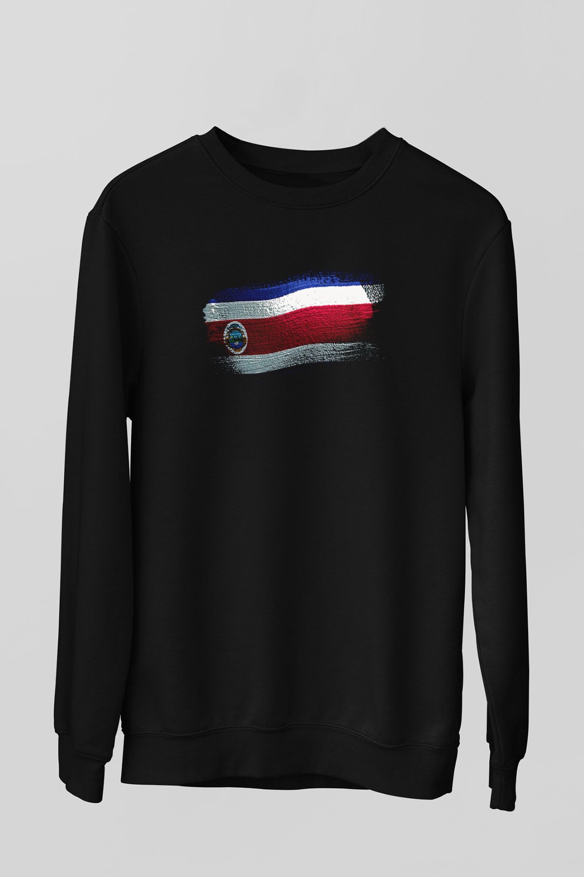 Kosta Rika - Costa Rica Bayrağı Baskılı Unisex Siyah Sweatshirt