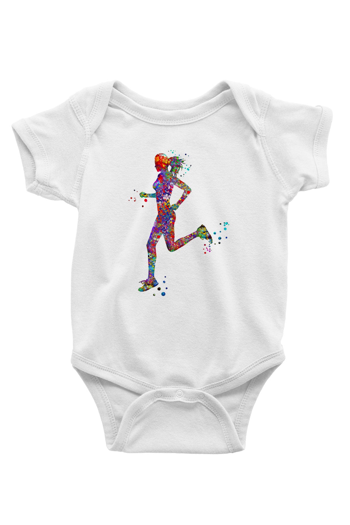 Koşu Baskılı Beyaz Bebek Body - Zıbın