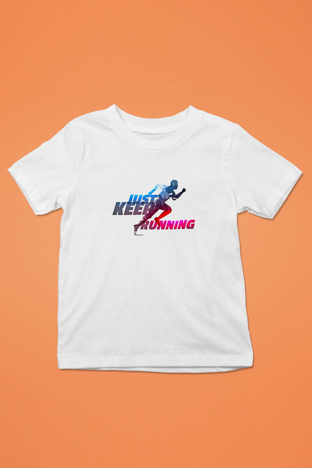 Koşu Baskılı Unisex Beyaz Çocuk Tişört - Tshirt