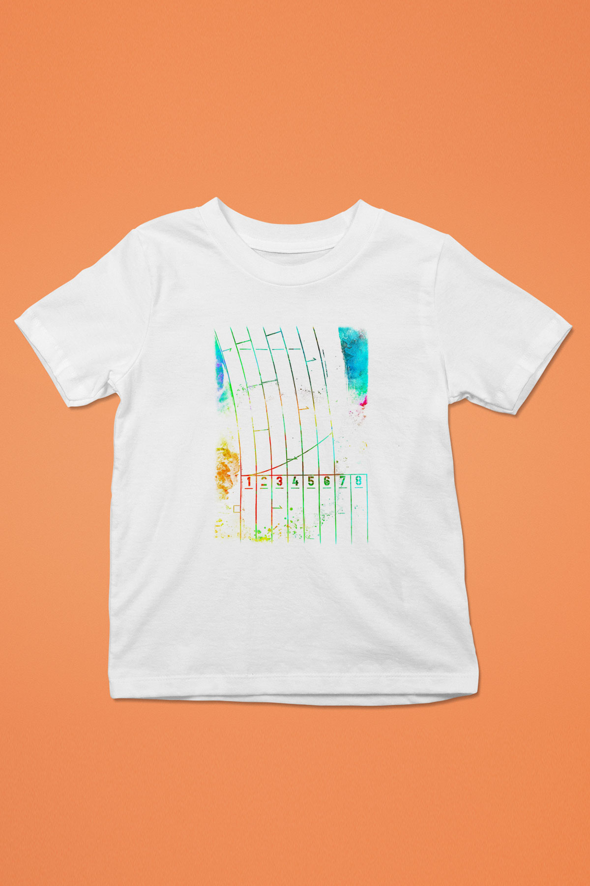 Koşu Baskılı Unisex Beyaz Çocuk Tişört - Tshirt