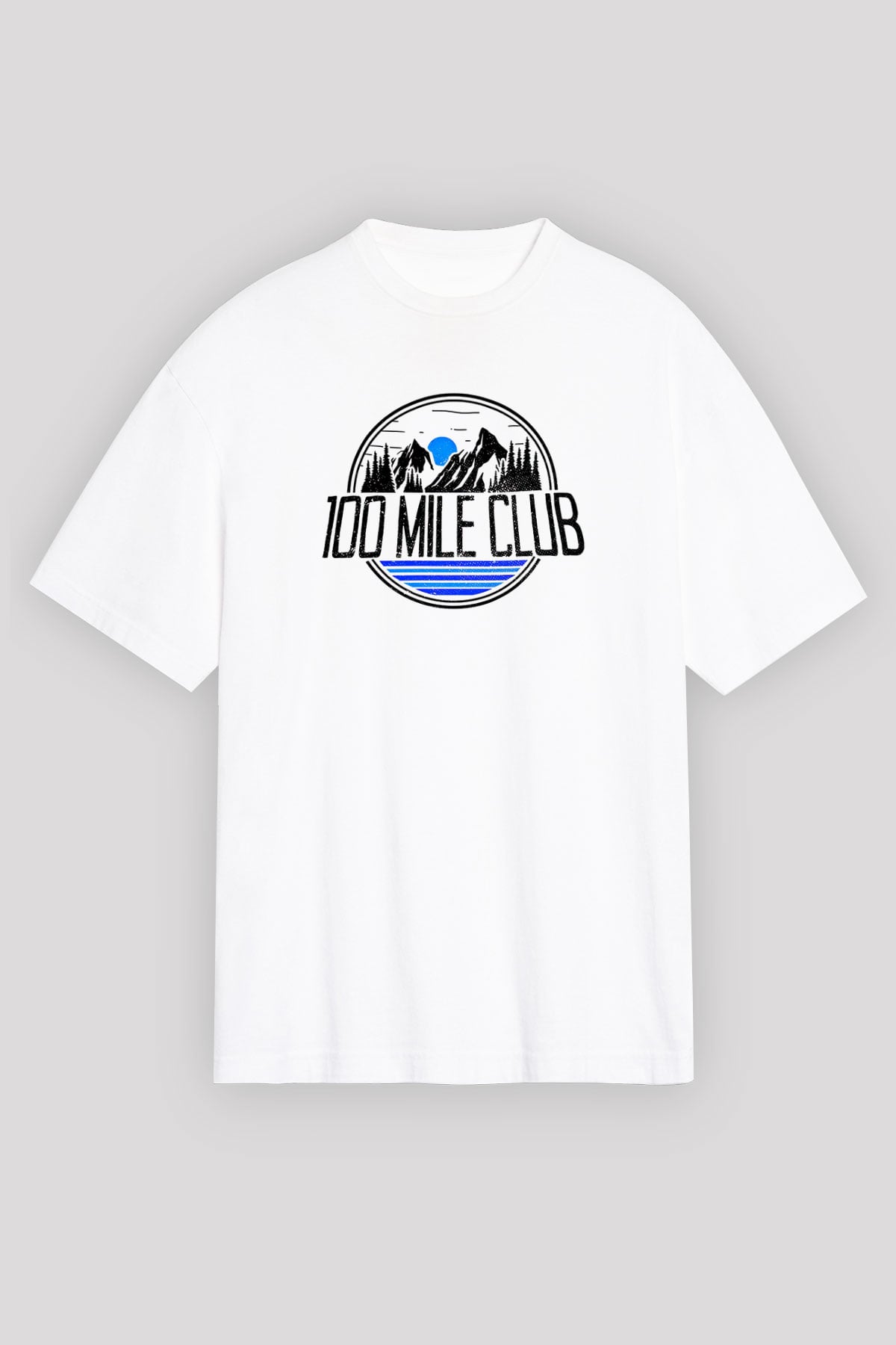 Koşu Baskılı Unisex Beyaz Oversize Tişört - Tshirt