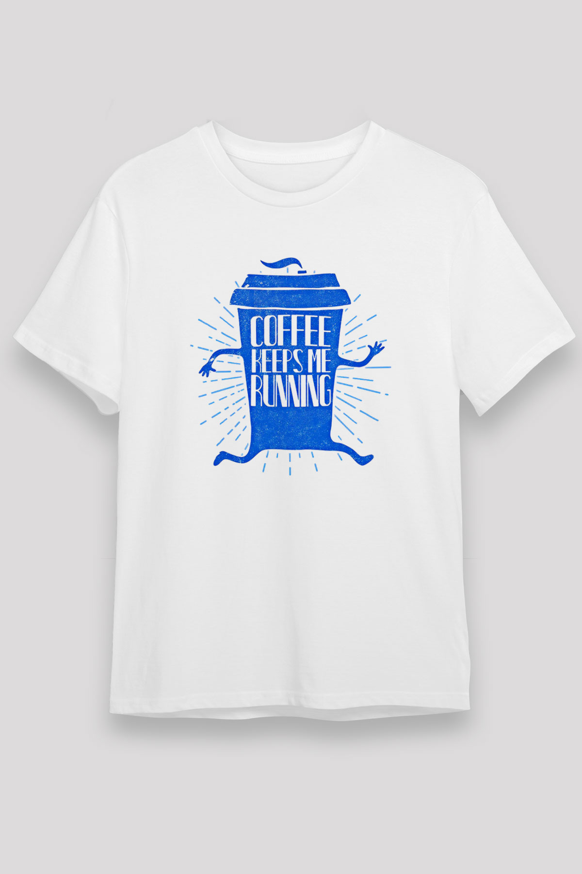 Koşu Baskılı Unisex Beyaz Tişört - Tshirt