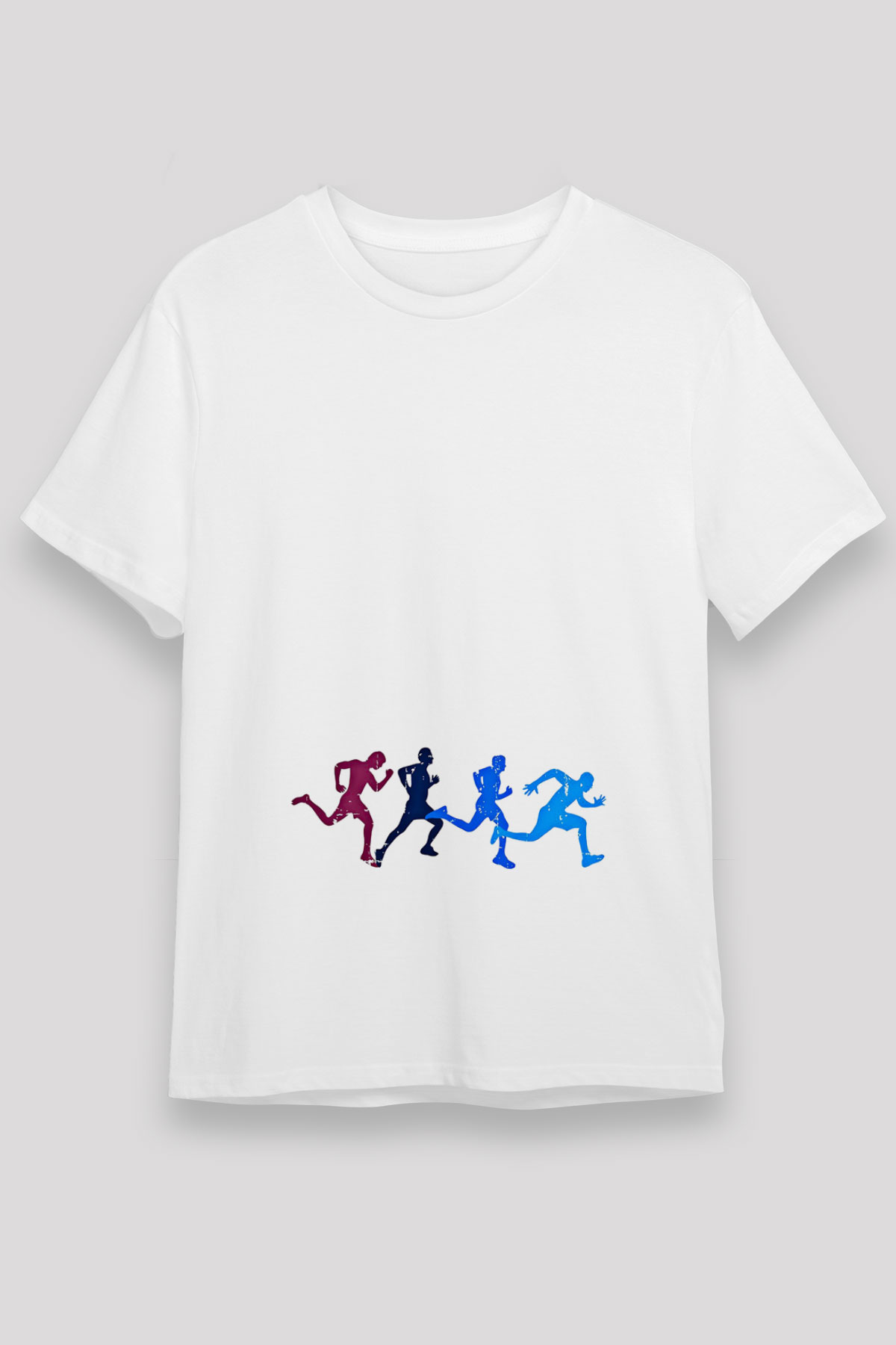 Koşu Baskılı Unisex Beyaz Tişört - Tshirt