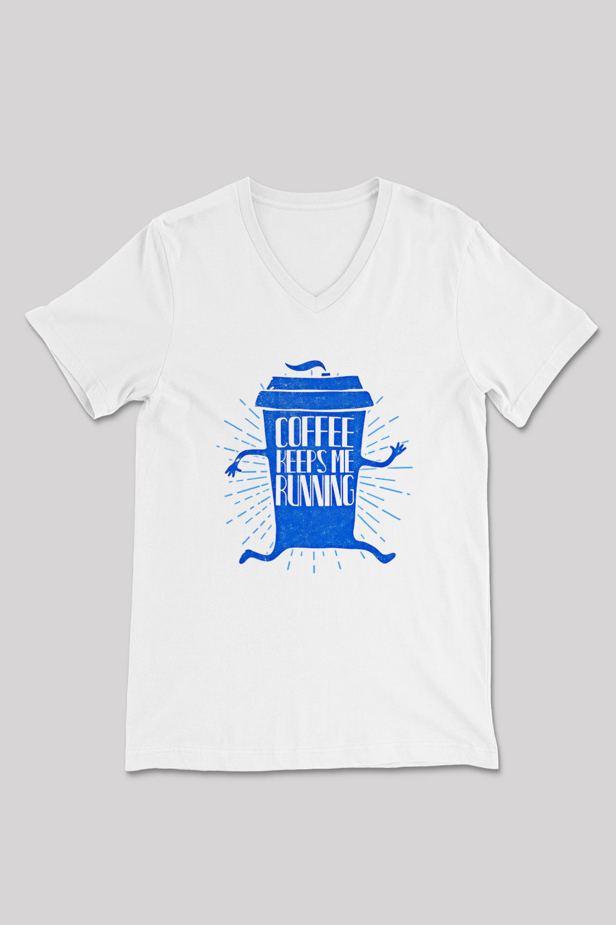Koşu Baskılı Unisex V Yaka Tişört - Tshirt