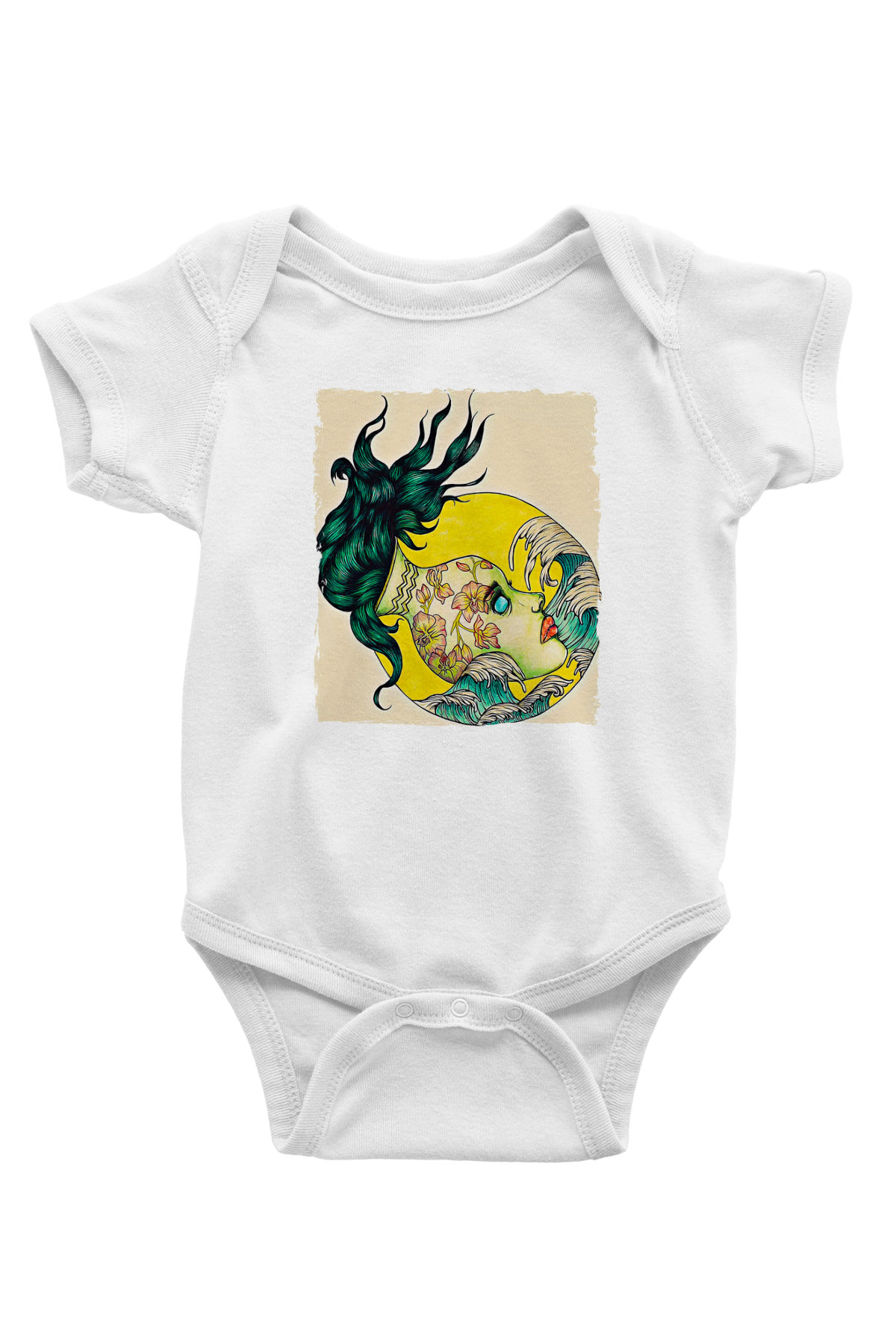 Kova Burcu Baskılı Beyaz Unisex Bebek Body - Zıbın