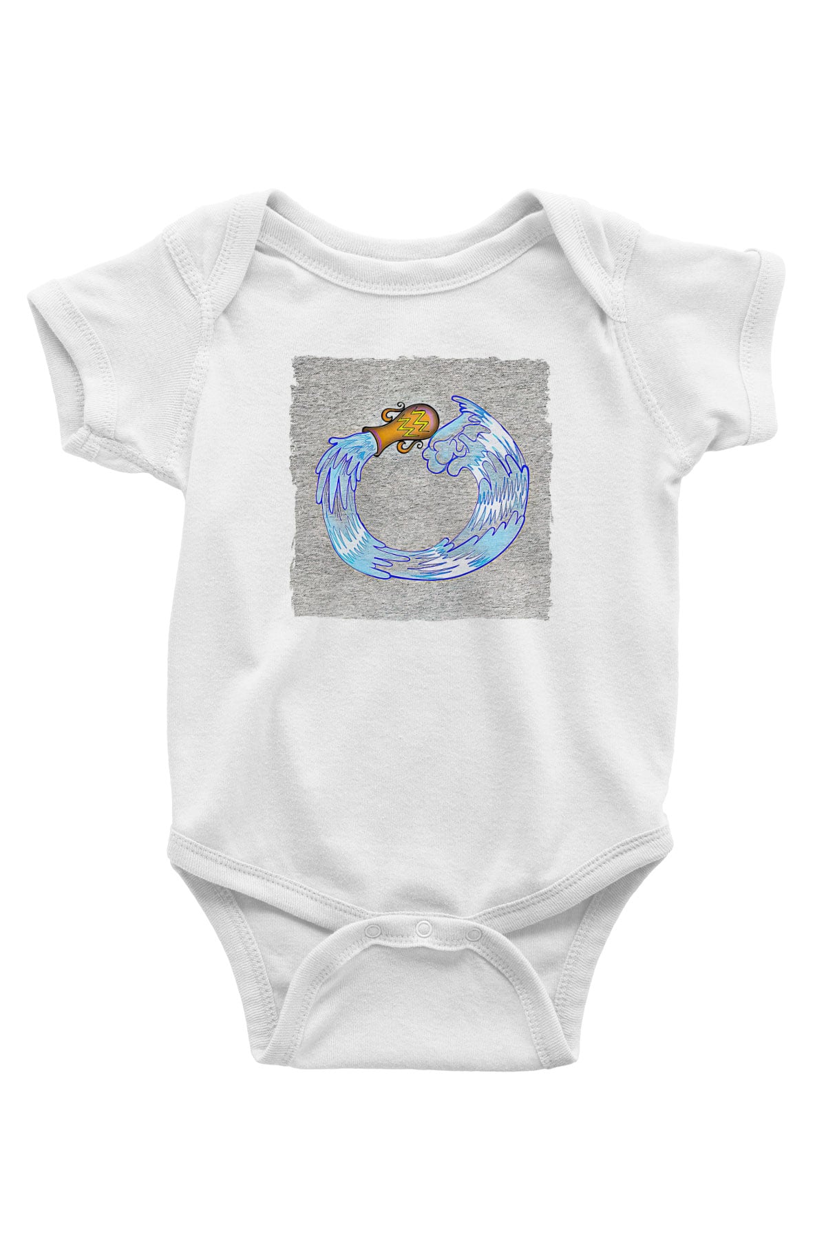 Kova Burcu Baskılı Beyaz Unisex Bebek Body - Zıbın